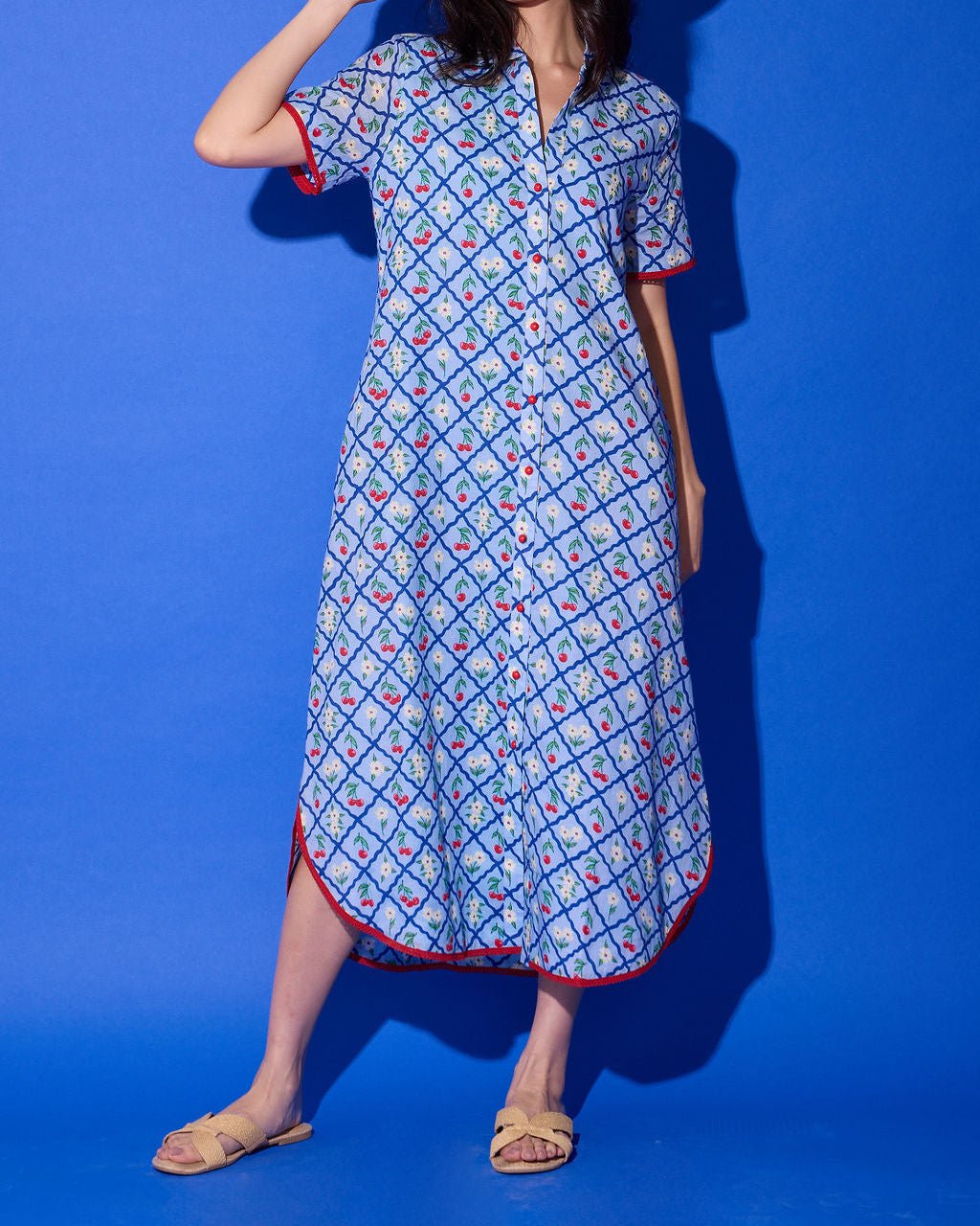 Josie Blue Cherry Midi Dress