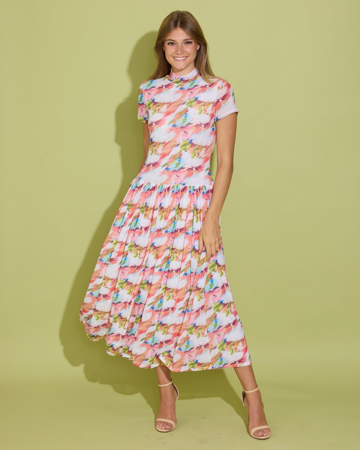 Mock Neck Midi Pattern Dress – Olive You Boutique