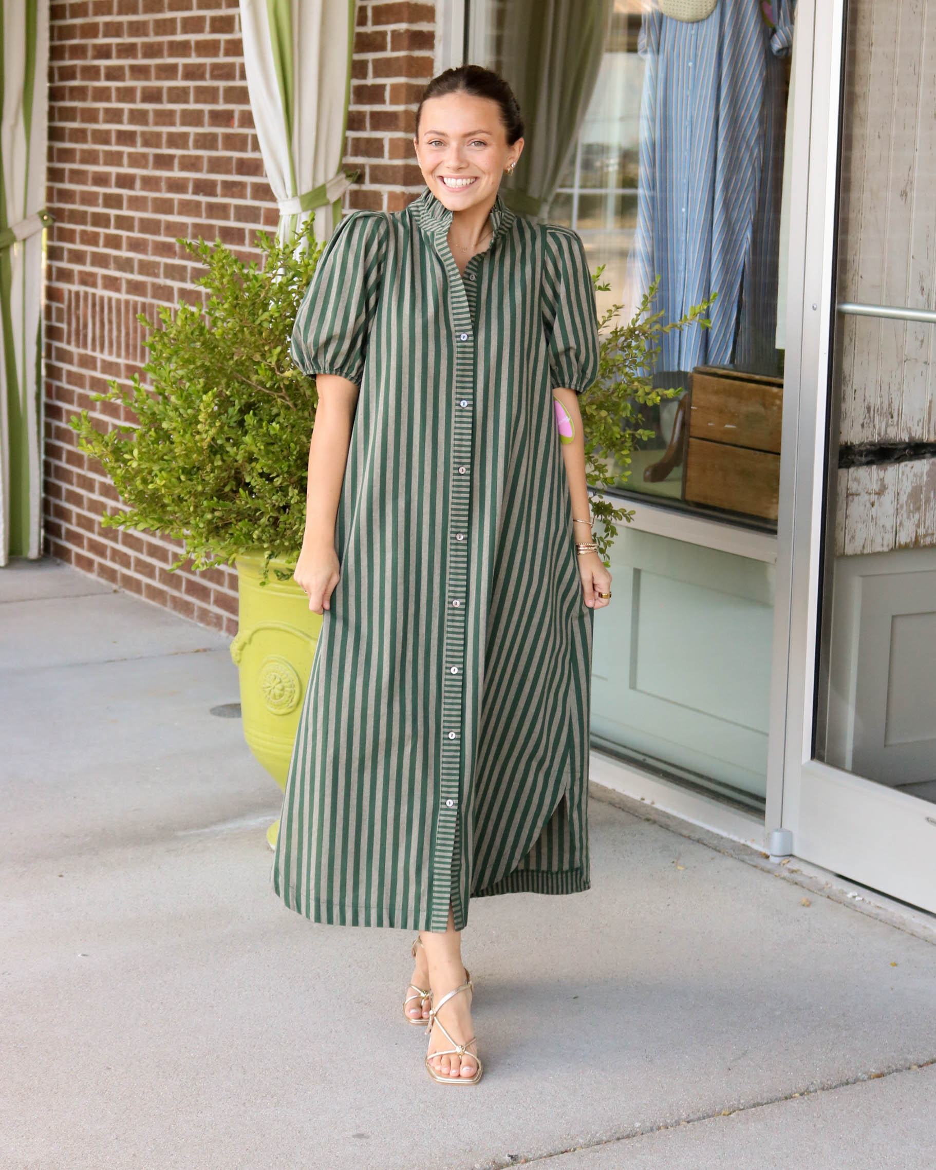 Savory Green Stripes Dress – Olive You Boutique