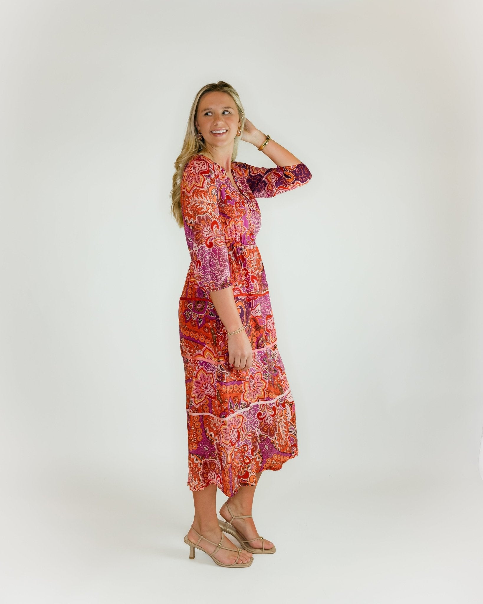 midi floral slip dress Sunset lx-WDRS569 and a straight hem Women Summer Denim Dresses Color:Redjasmine