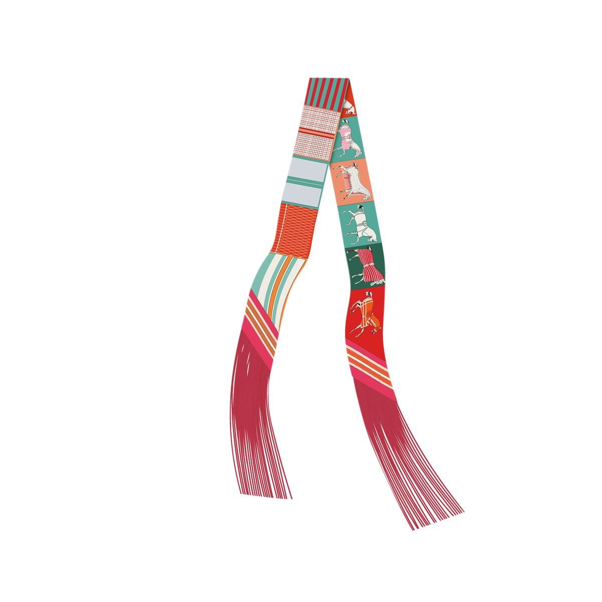 Frilly Scarf - Turquoise/Coral Horse - Olive You BoutiqueGemelli235720Frilly Scarf - Turquoise/Coral Horse