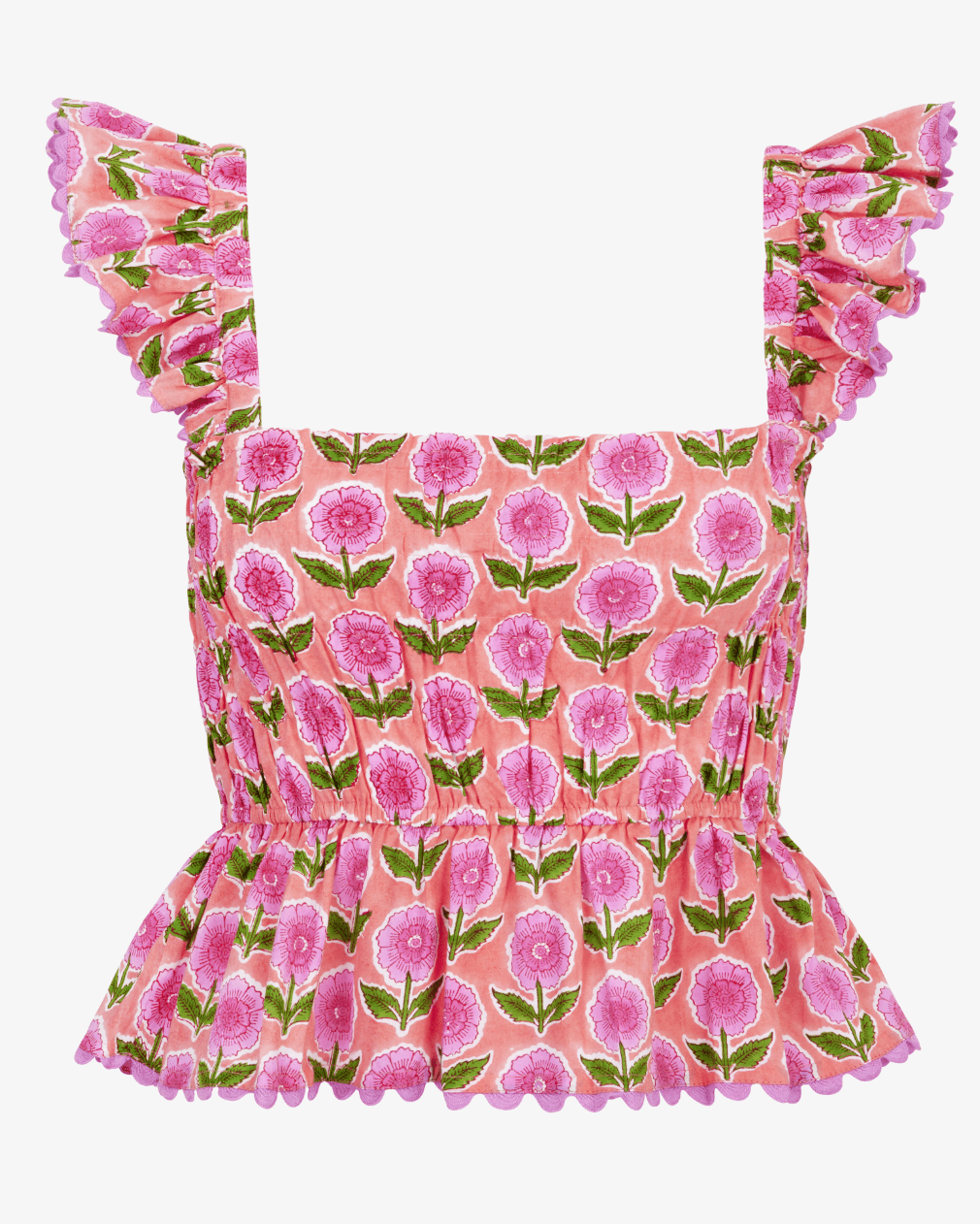 JESSICA CROPPED PEPLUM FLORAL TOP - Olive You BoutiquePink City Prints226949SUM2638