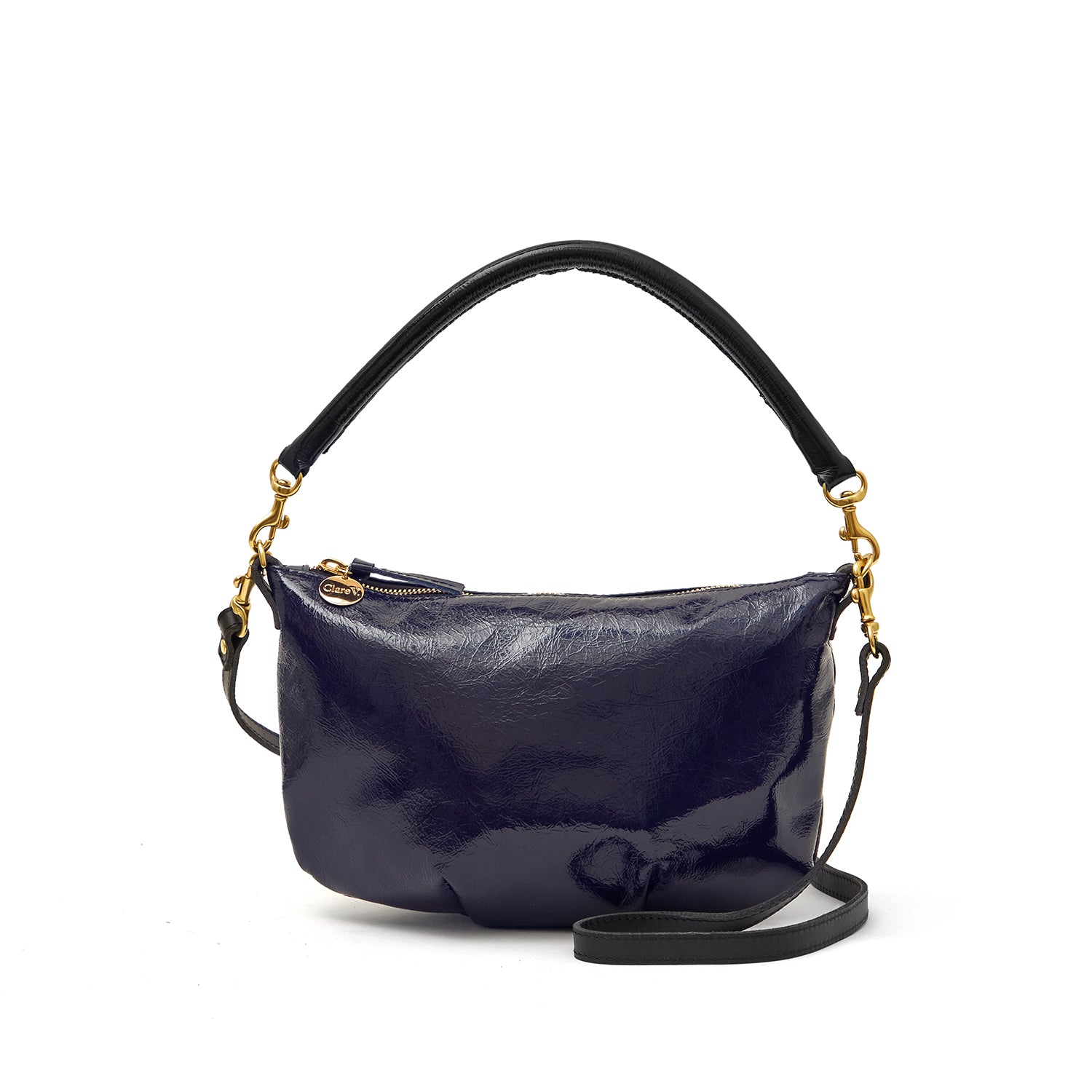 Petit Moyen Crinkle Patent Messenger - Olive You BoutiqueClare V.215080100047