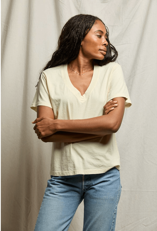 Cotton Boxy V - Neck Tee - Olive You BoutiquePERFECTWHITETEE227840T69-HENDRIX-1