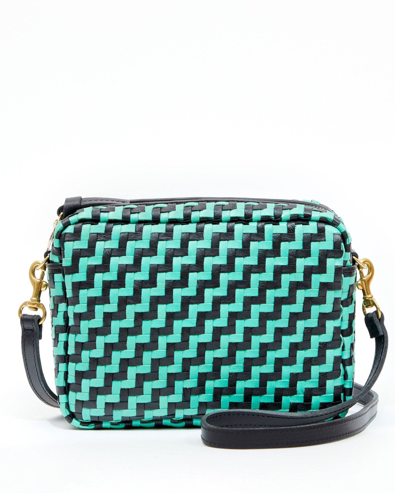 Midi Sac Zig-Zag Woven Crossbody - Mint Opal & Black - Olive You BoutiqueClare V.235559HB-CB-MS-100230