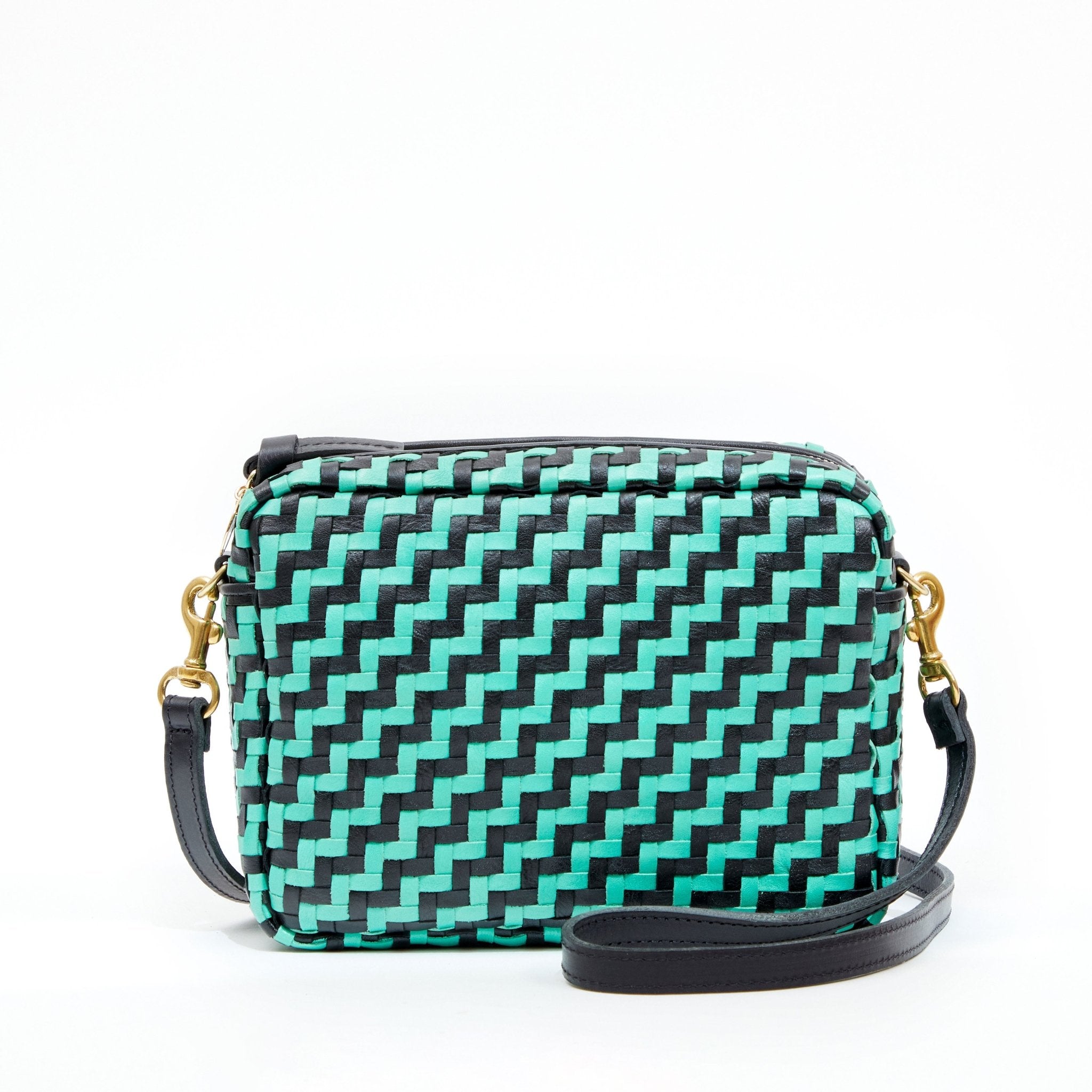 Midi Sac Zig-Zag Woven Crossbody - Mint Opal & Black - Olive You BoutiqueClare V.235559HB-CB-MS-100230