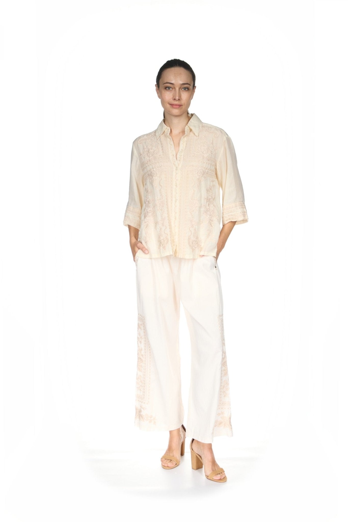 Solid Embroidered Blouse - Olive You BoutiqueJOHNNY WAS COLLECTION227728