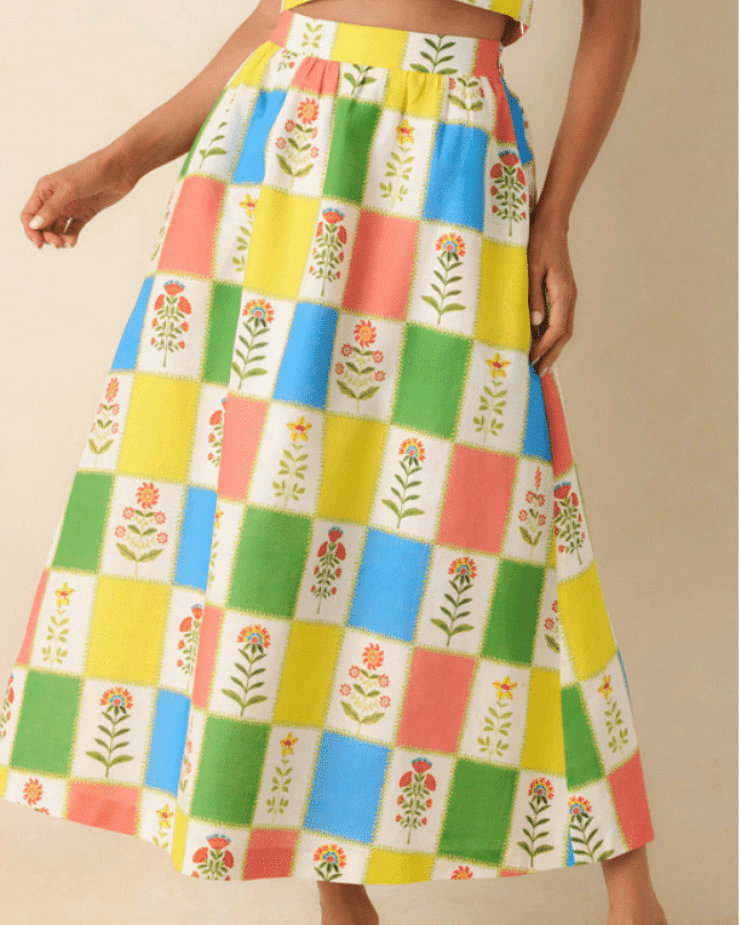 Floral Check Maddie Skirt - Olive You BoutiquePROSPERINA226710PR1263K