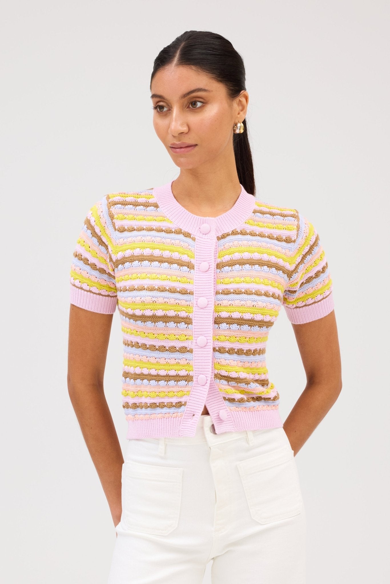 Spring Adelle Knit Stripe Cardigan - Olive You BoutiqueALLISON228377325S40867