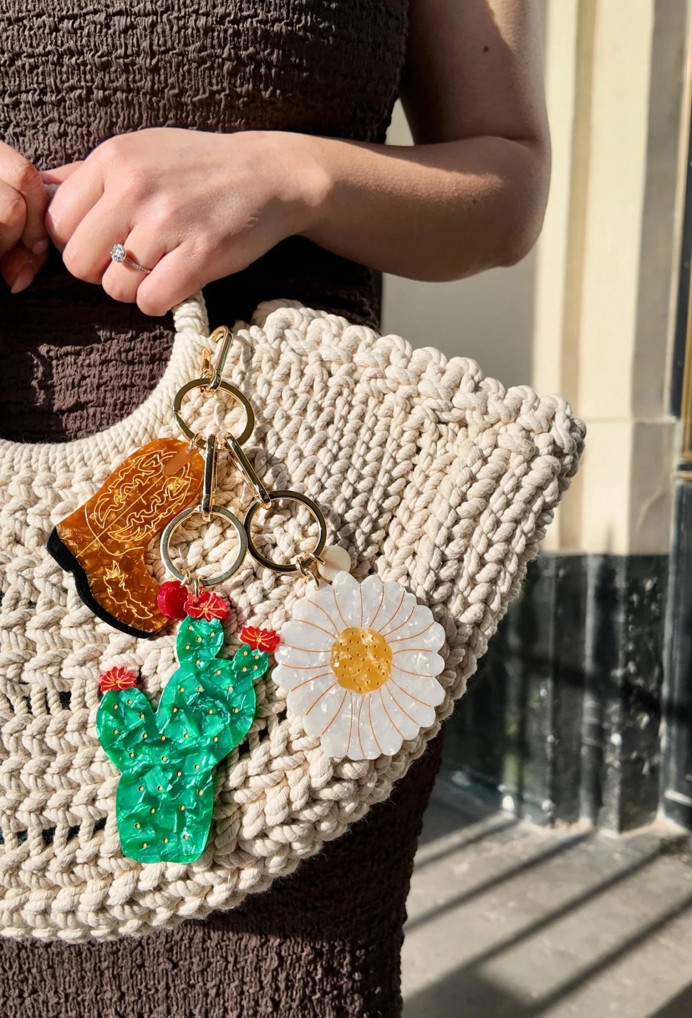 Hand - painted Bag Charm + Keychain - Olive You BoutiqueSOLAR ECLIPS231498