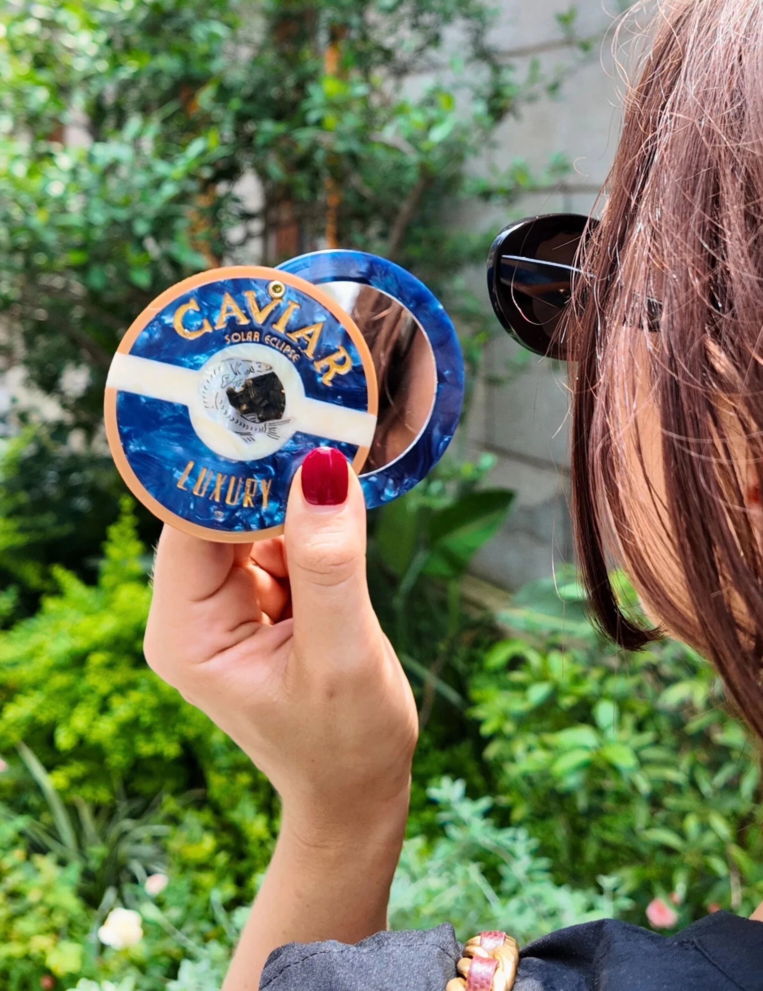 Hand - Painted Caviar Compact Mirror - Olive You BoutiqueSOLAR ECLIPS9357401047273