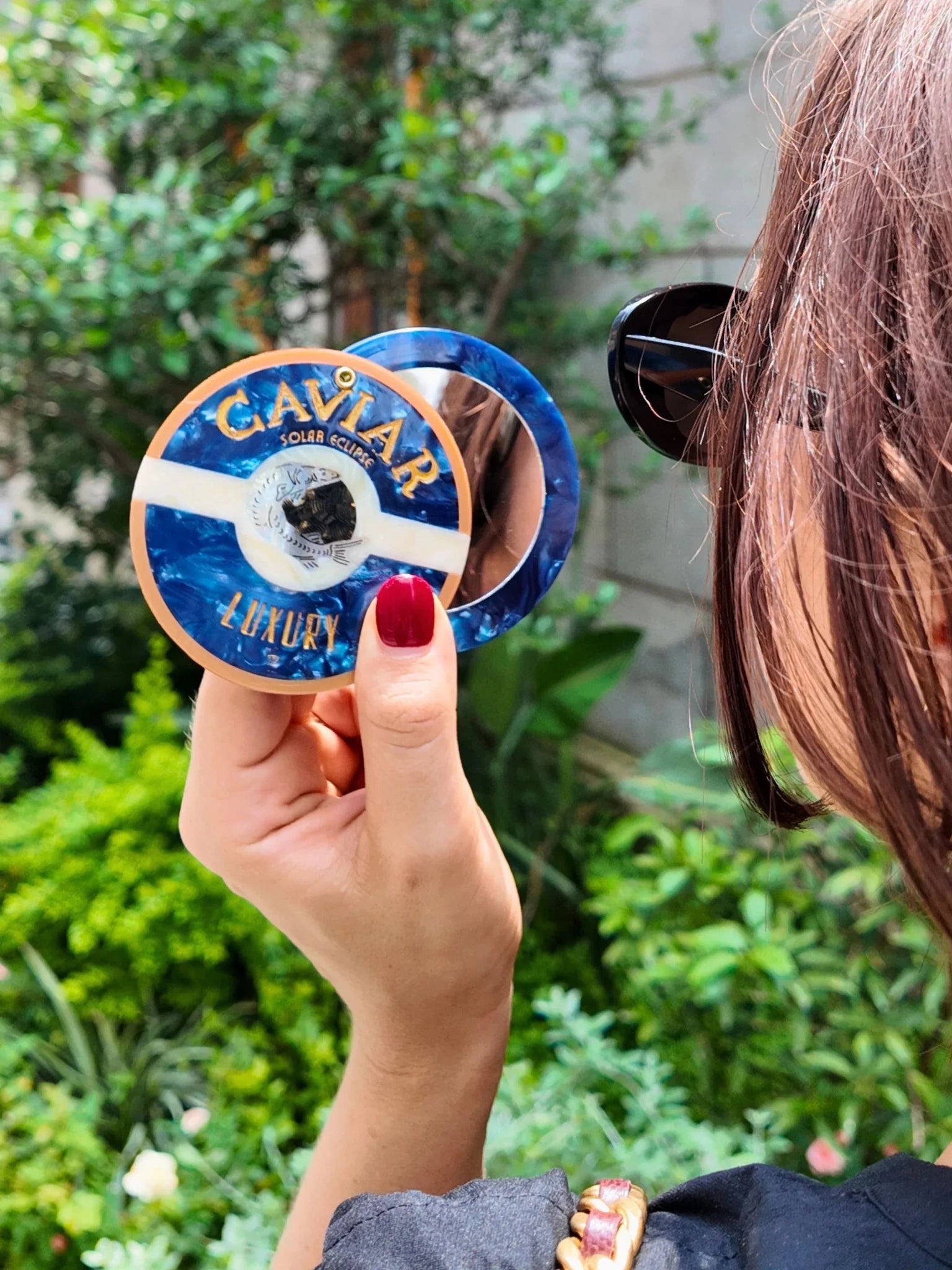 Hand - Painted Caviar Compact Mirror - Olive You BoutiqueSOLAR ECLIPS9357401047273