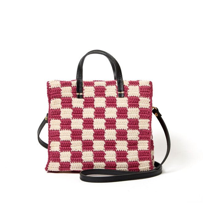 Petit Summer Tote Mini Crochet Check - Plum/Cream - Olive You BoutiqueClare V.227264CVH1000536
