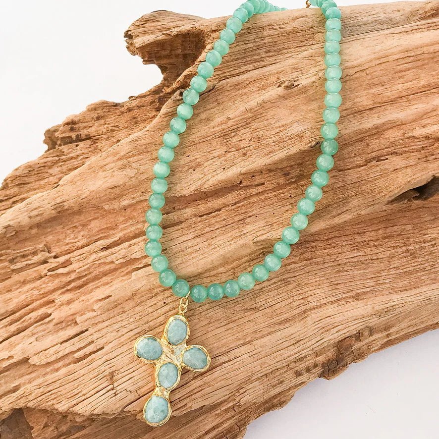 Gemstone Cross Necklace - Olive You BoutiqueVIRTUE JEWELRY232078CROSSGEMSTONE