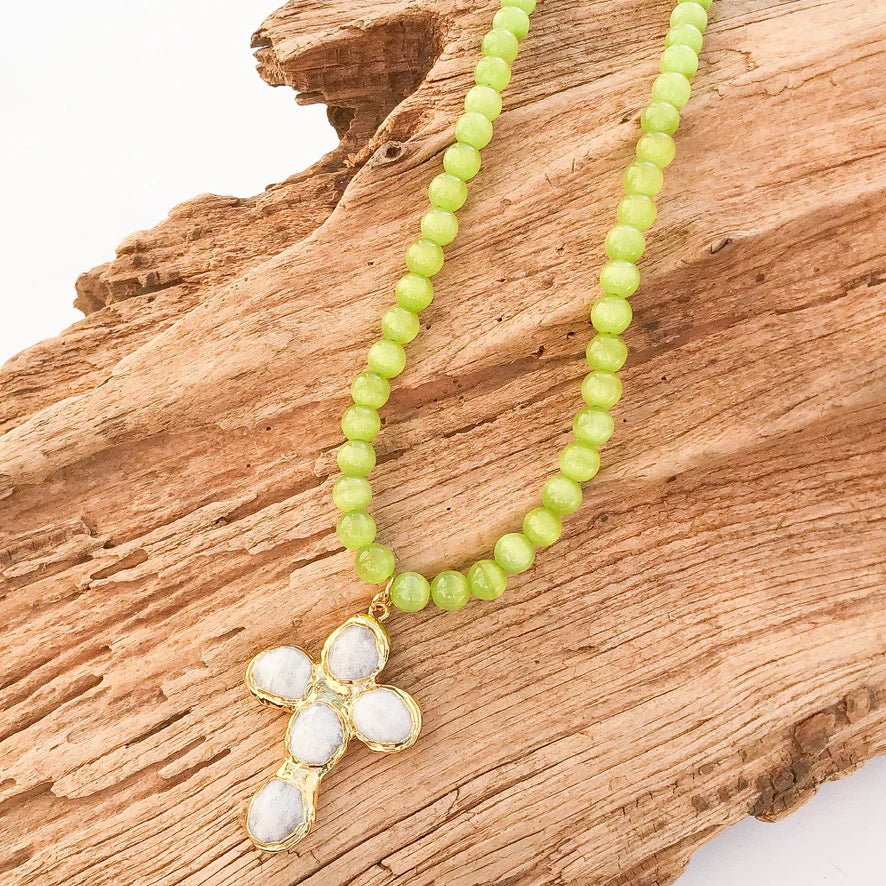 Gemstone Cross Necklace - Olive You BoutiqueVIRTUE JEWELRY232078CROSSGEMSTONE