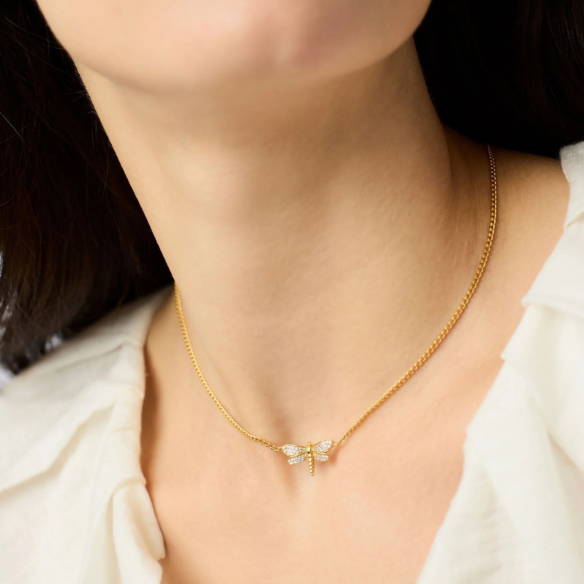 Dragonfly Pave Delicate Necklace-Cubic Zirconia - Olive You BoutiqueJulie VosN609GCZ00N609GCZ00