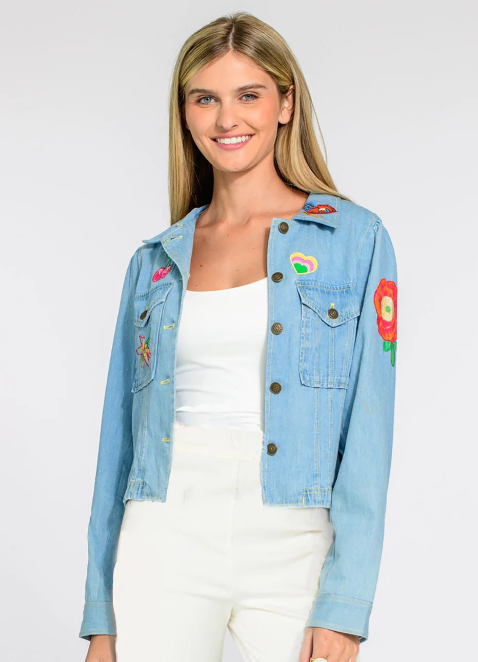 Scottie Patched Denim Jacket - Olive You BoutiqueELIZABETH JAMES THE LABEL227780413282
