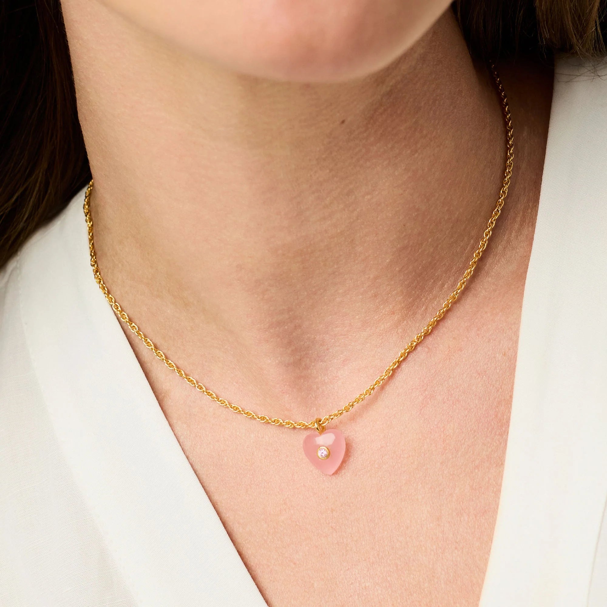 Heart Delicate Necklace - Pink Quartz - Olive You BoutiqueJulie VosN636GPQ00N636GPQ00