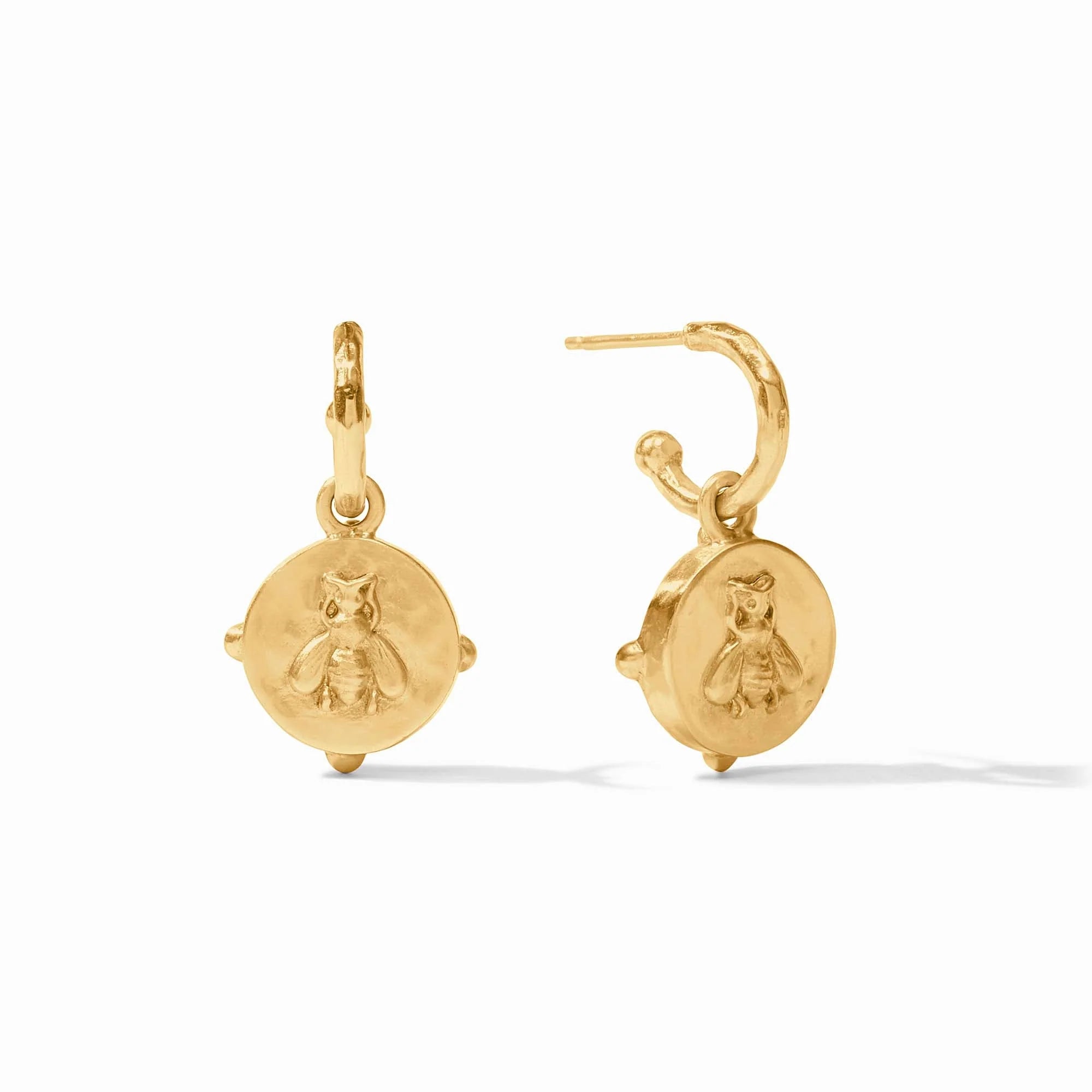 Honeybee Hoop & Charm Earring - Gold - Turquoise Blue