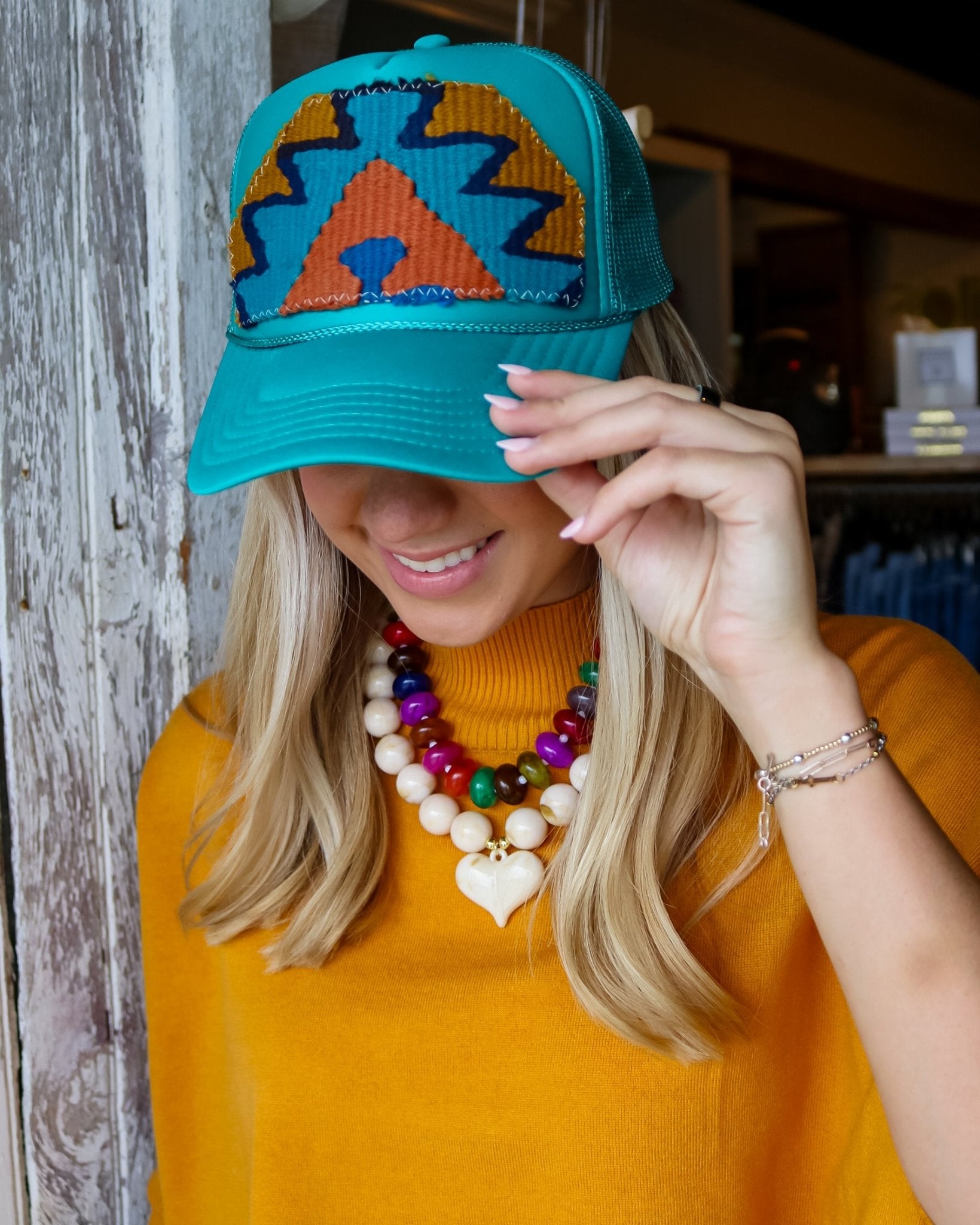 Aztec Trucker Hat - Olive You BoutiqueOrijinal234516ATHT