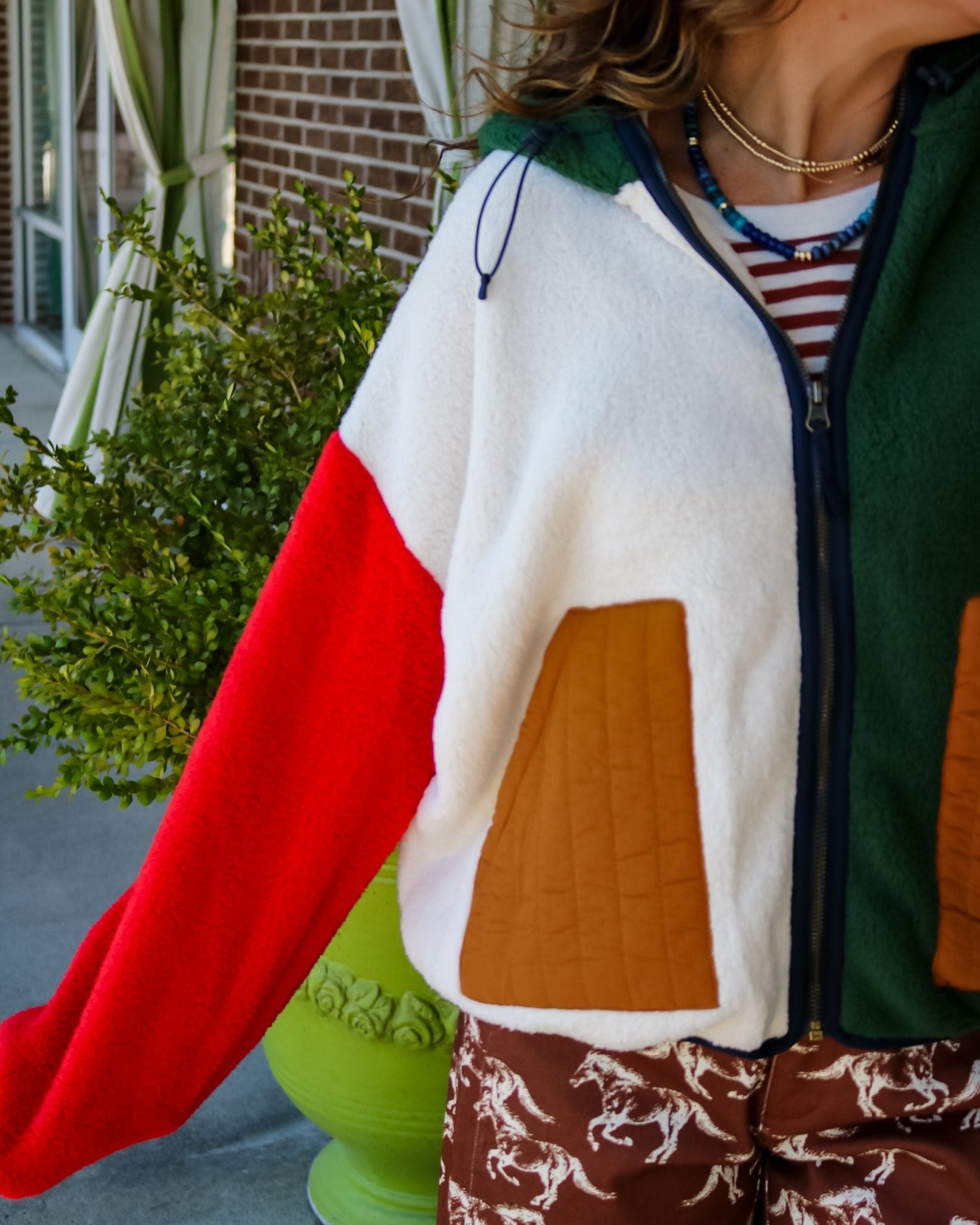 Plush Colorblock Hooded Jacket - Olive You BoutiqueTHE GREAT231048OKJ0011970