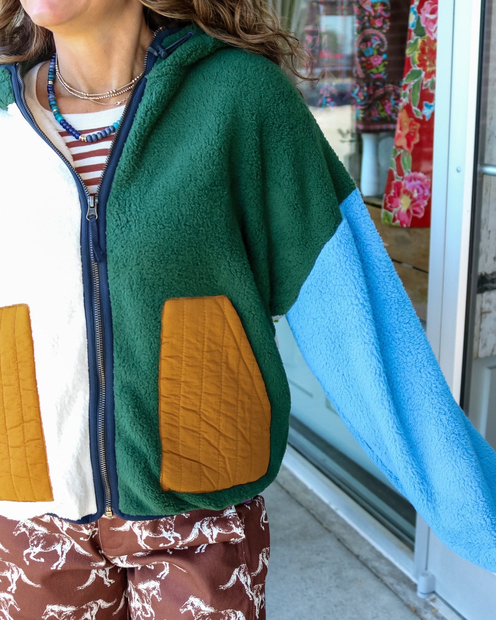 Plush Colorblock Hooded Jacket - Olive You BoutiqueTHE GREAT231048OKJ0011970