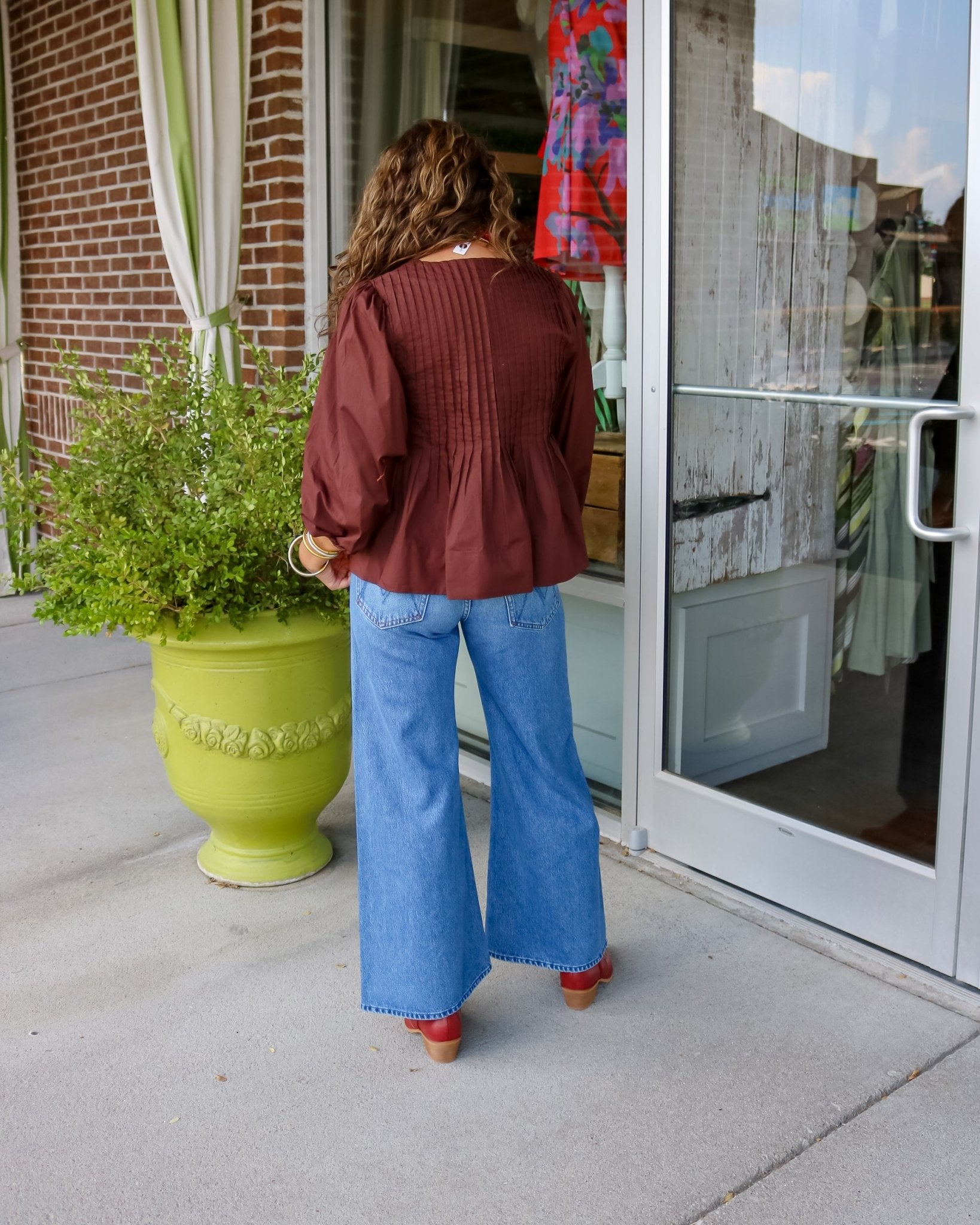 Pleated Peplum Blouse - Cognac - Olive You BoutiqueENTRO236002T33651