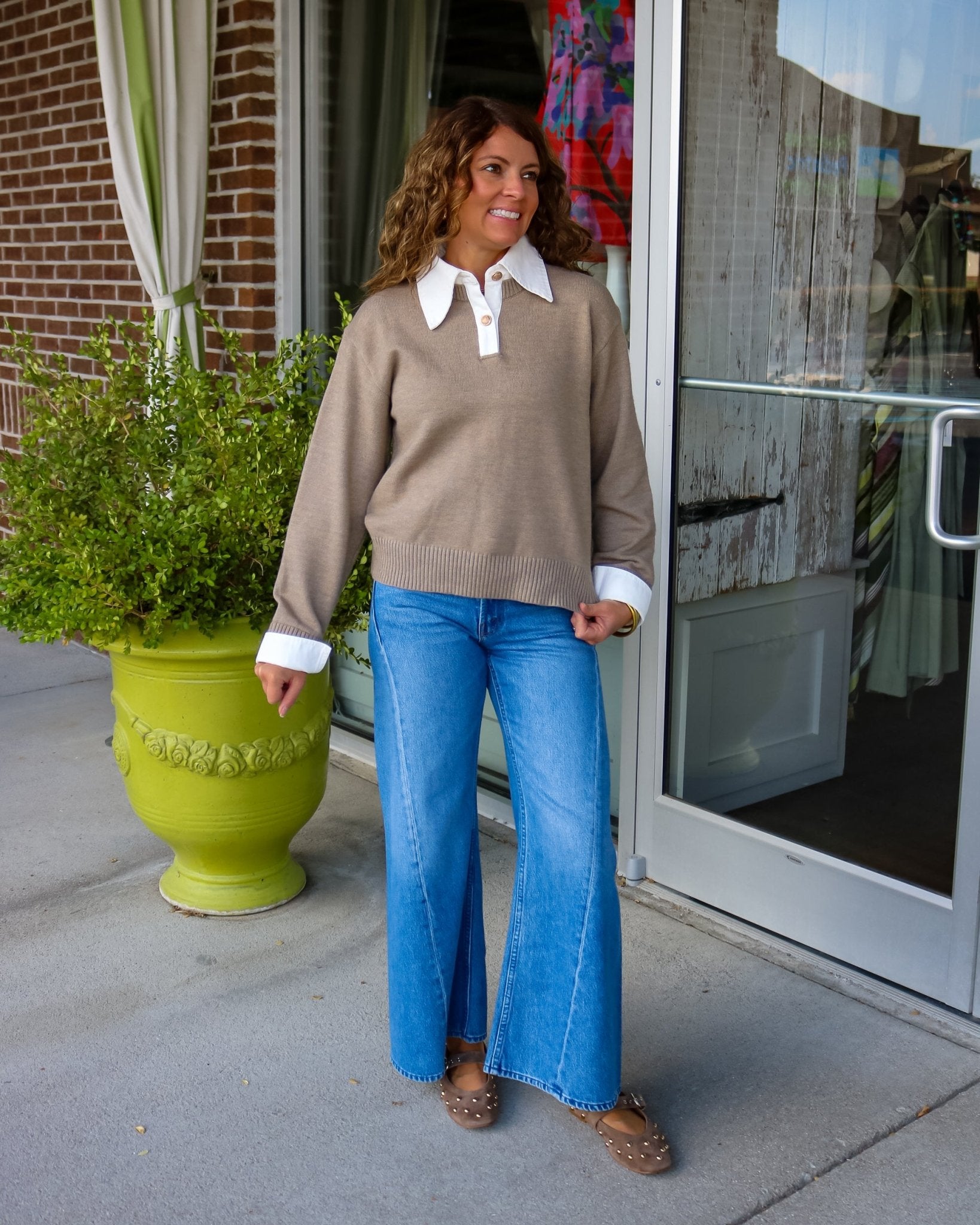 Ivory Denim Contrast Sweater - Olive You BoutiqueOLIVE YOU2365362605-01LTL