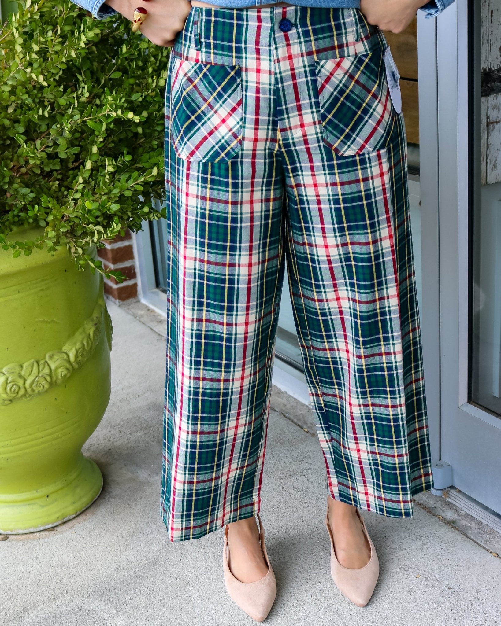 Plaid Patch Pocket Pant - Olive You BoutiqueIVY JANE234671230042