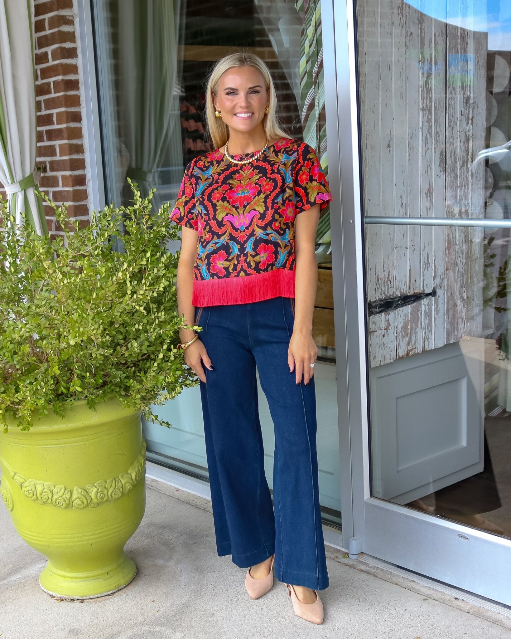Tess Damask Fringe Tee - Olive You BoutiqueELIZABETH JAMES THE LABEL233274258338