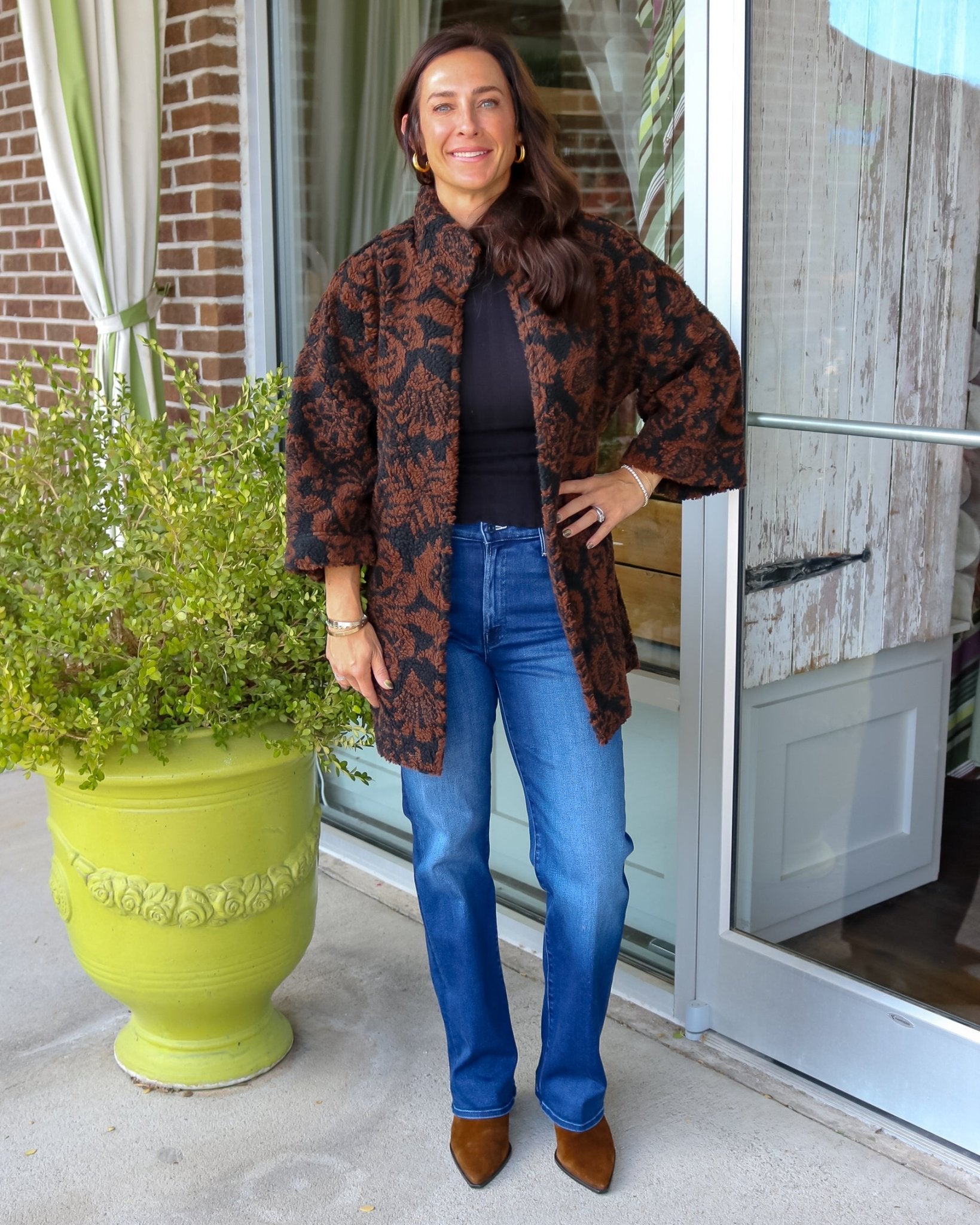Tapestry Sherpa Coat - Olive You BoutiqueIVY JANE234090130253
