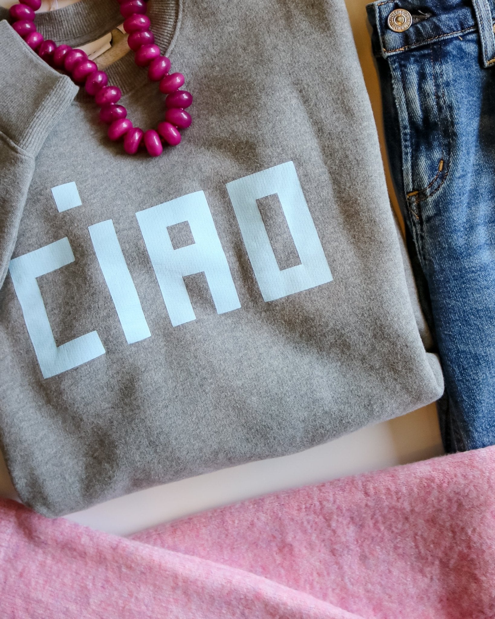 Oversized Sweatshirt - Block Ciao - Olive You BoutiqueClare V.235311CVA1001265
