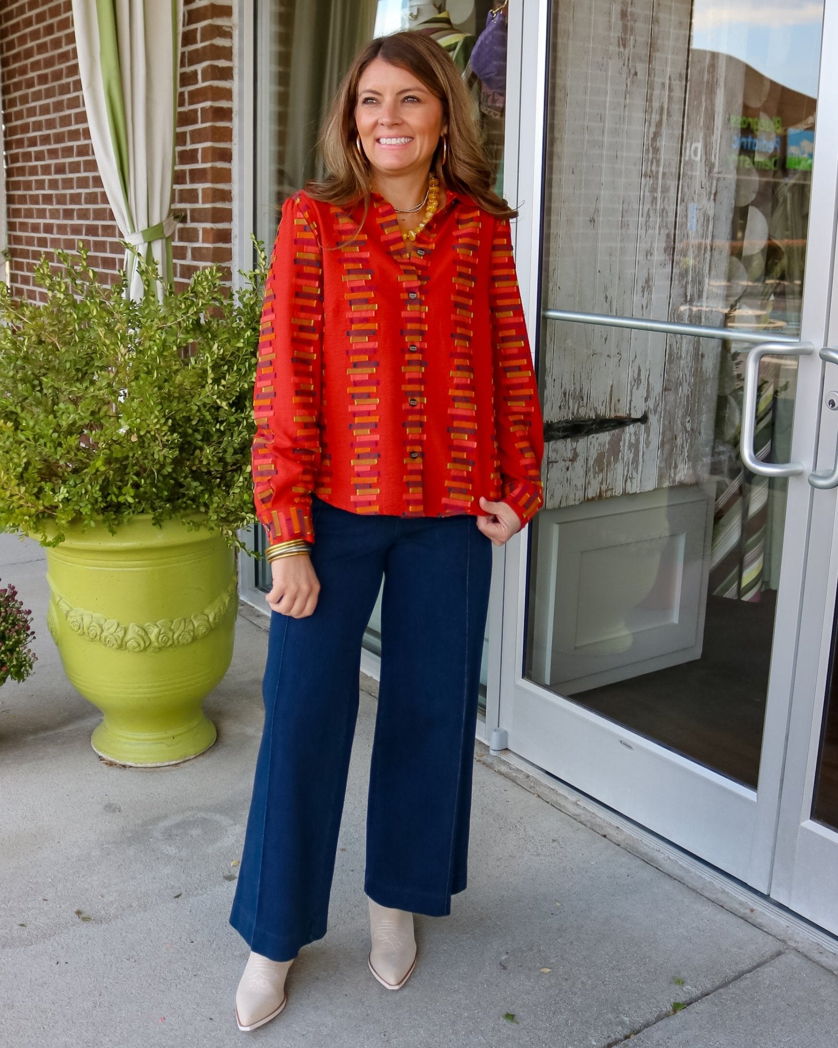 Sienna Stripes Blouse - Olive You BoutiqueHABITAT23383849224