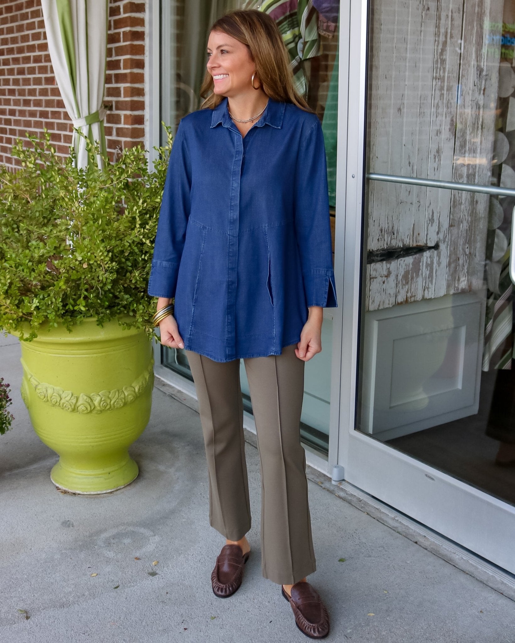 Luxe Ponte Solid Kickflare Pant - Olive You BoutiqueHABITAT23377510672
