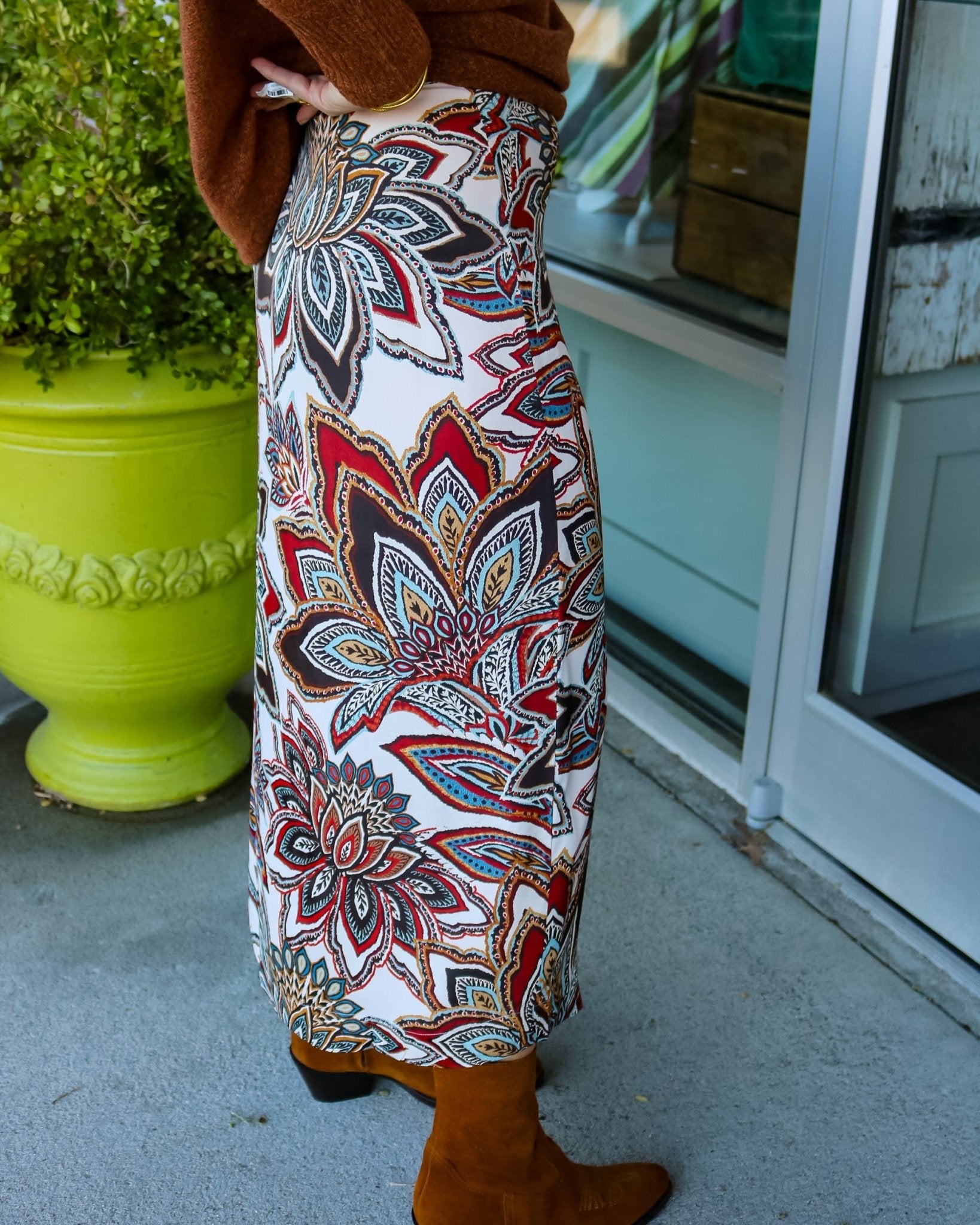 Tapestry Flowers Beige Maxi Skirt - Olive You BoutiqueFARM RIO233344368961
