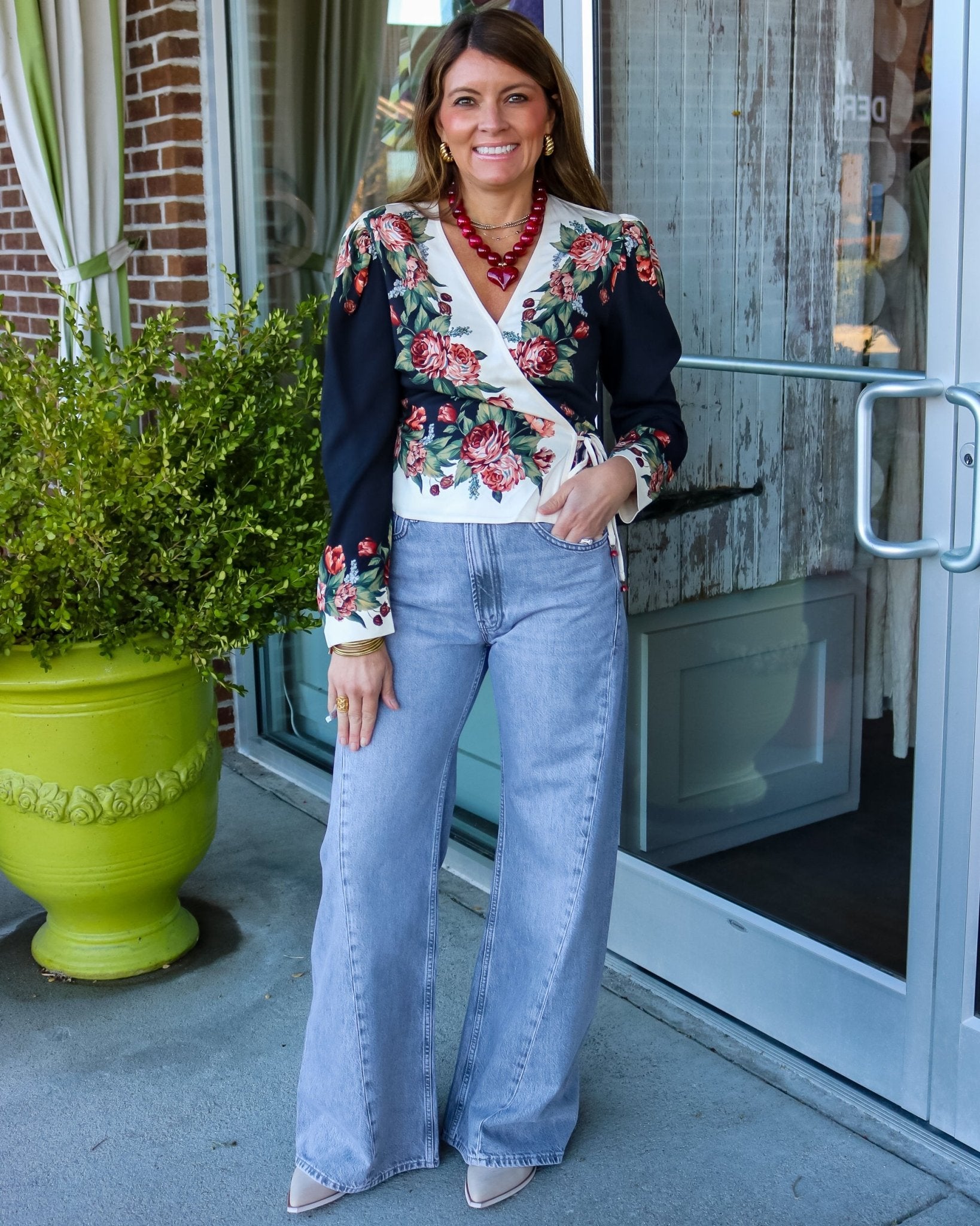 Winter Floral Cream Long Sleeve Blouse - Olive You BoutiqueFARM RIO233356362086