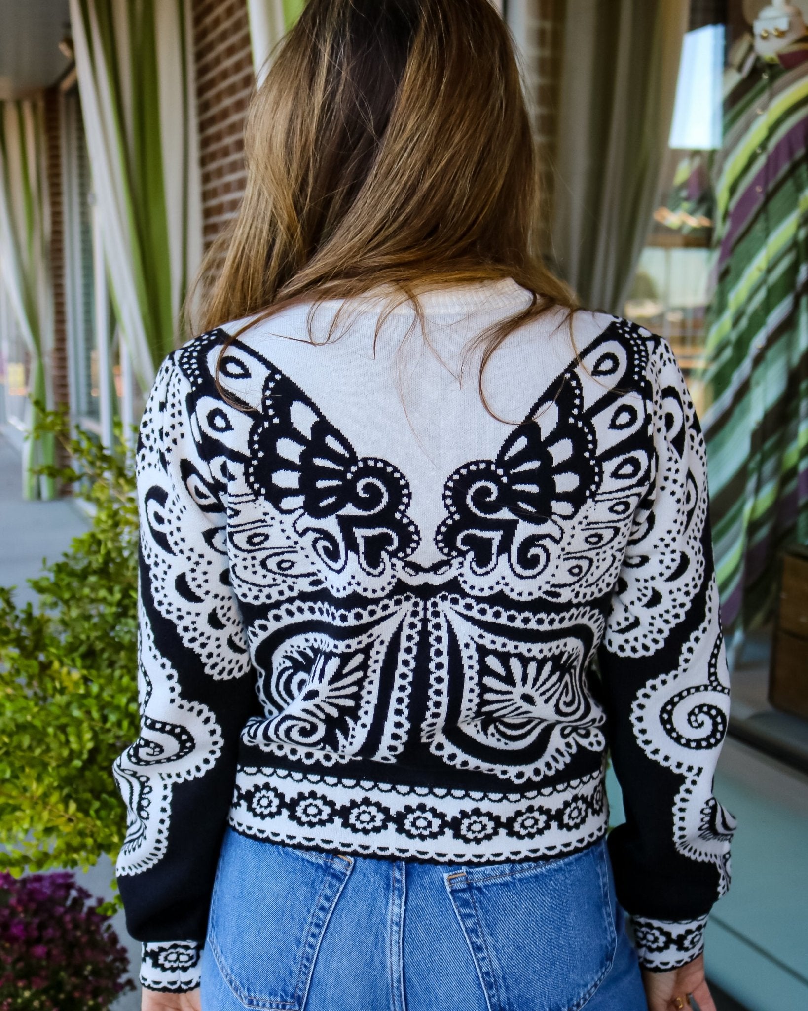 Arabesque Butterfly Knit Cardigian - Olive You BoutiqueFARM RIO233308361274