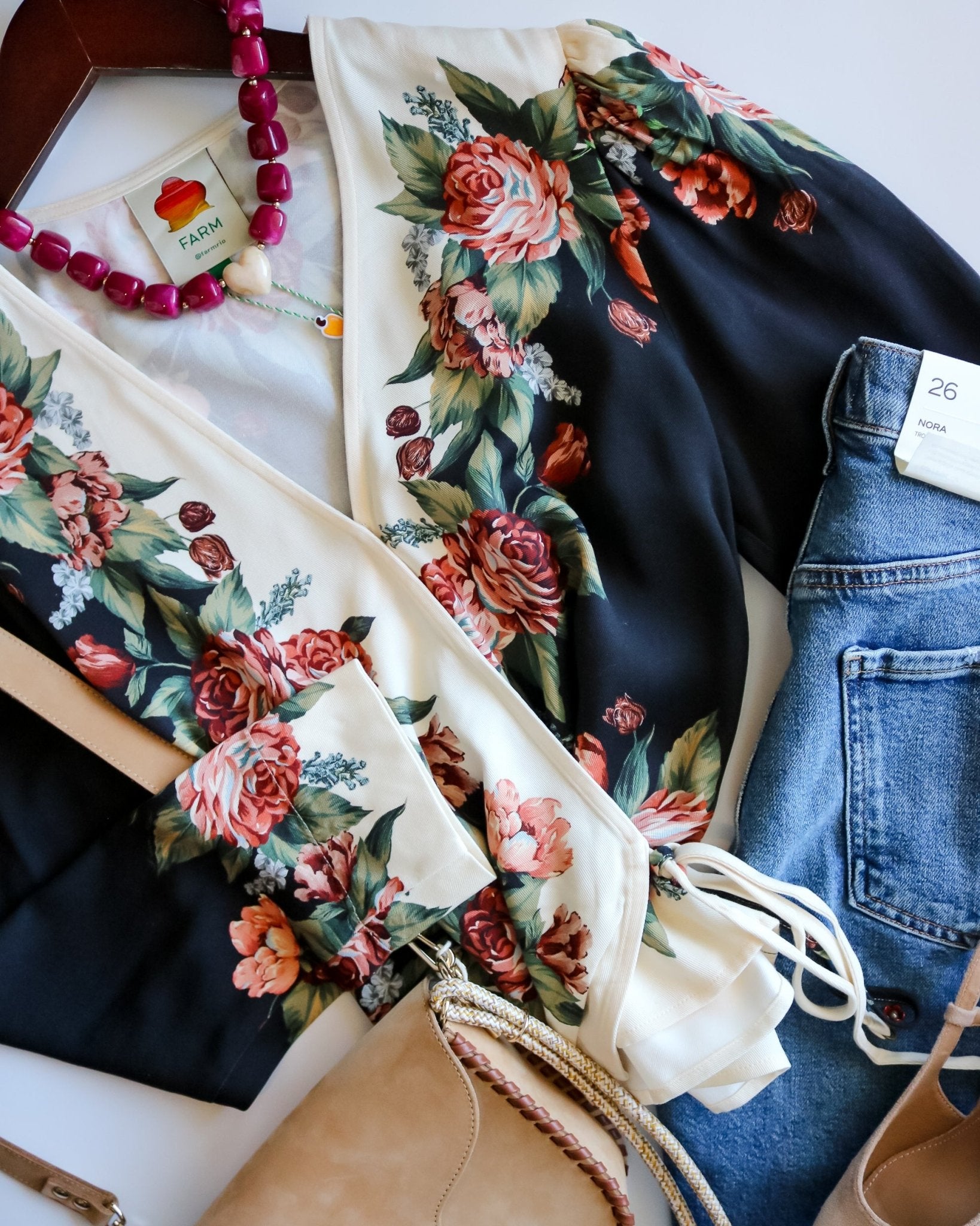 Winter Floral Cream Long Sleeve Blouse - Olive You BoutiqueFARM RIO233356362086
