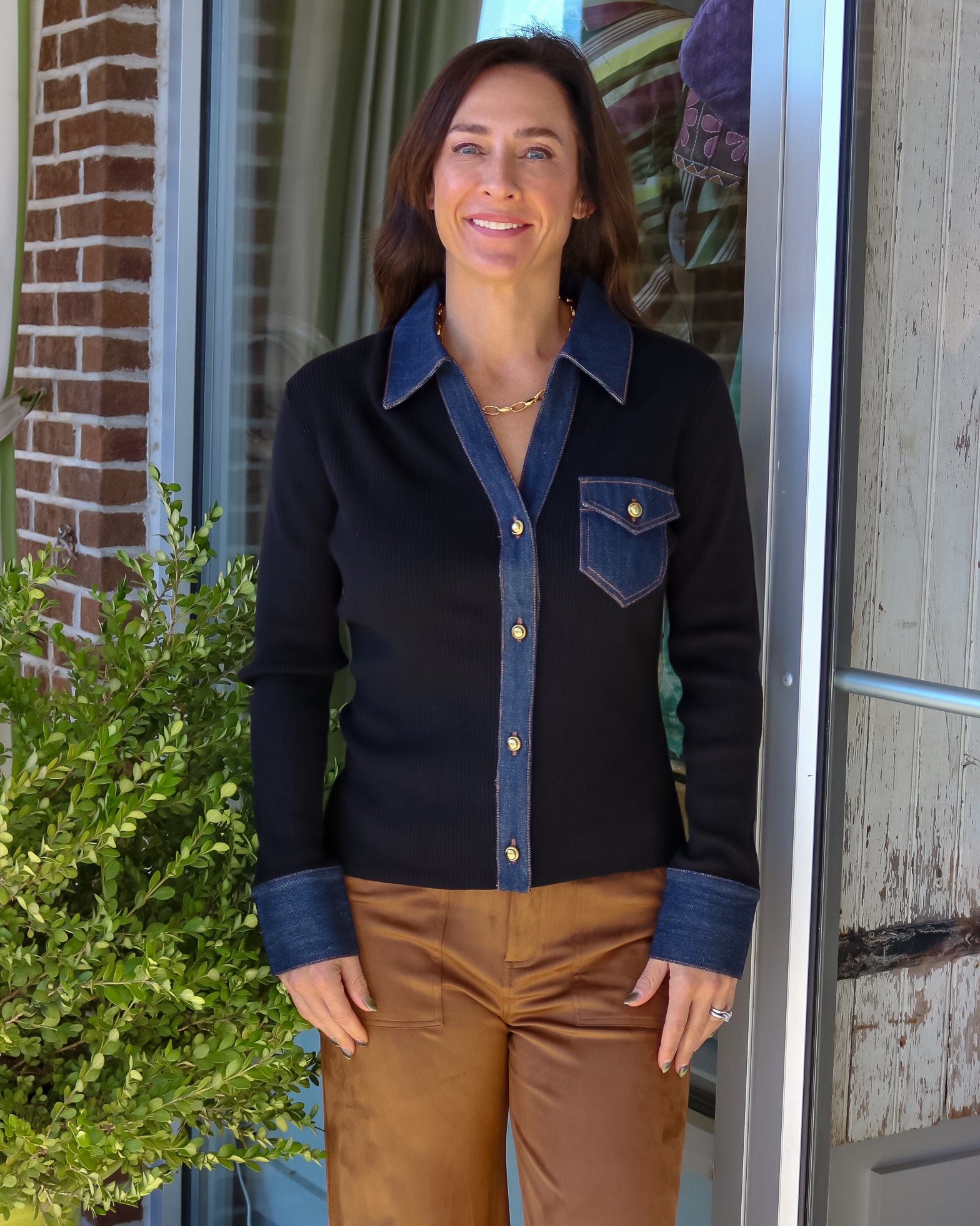 Denim Sweater Button Up Top - Olive You BoutiqueFIFTEEN TWENTY2350133F89573