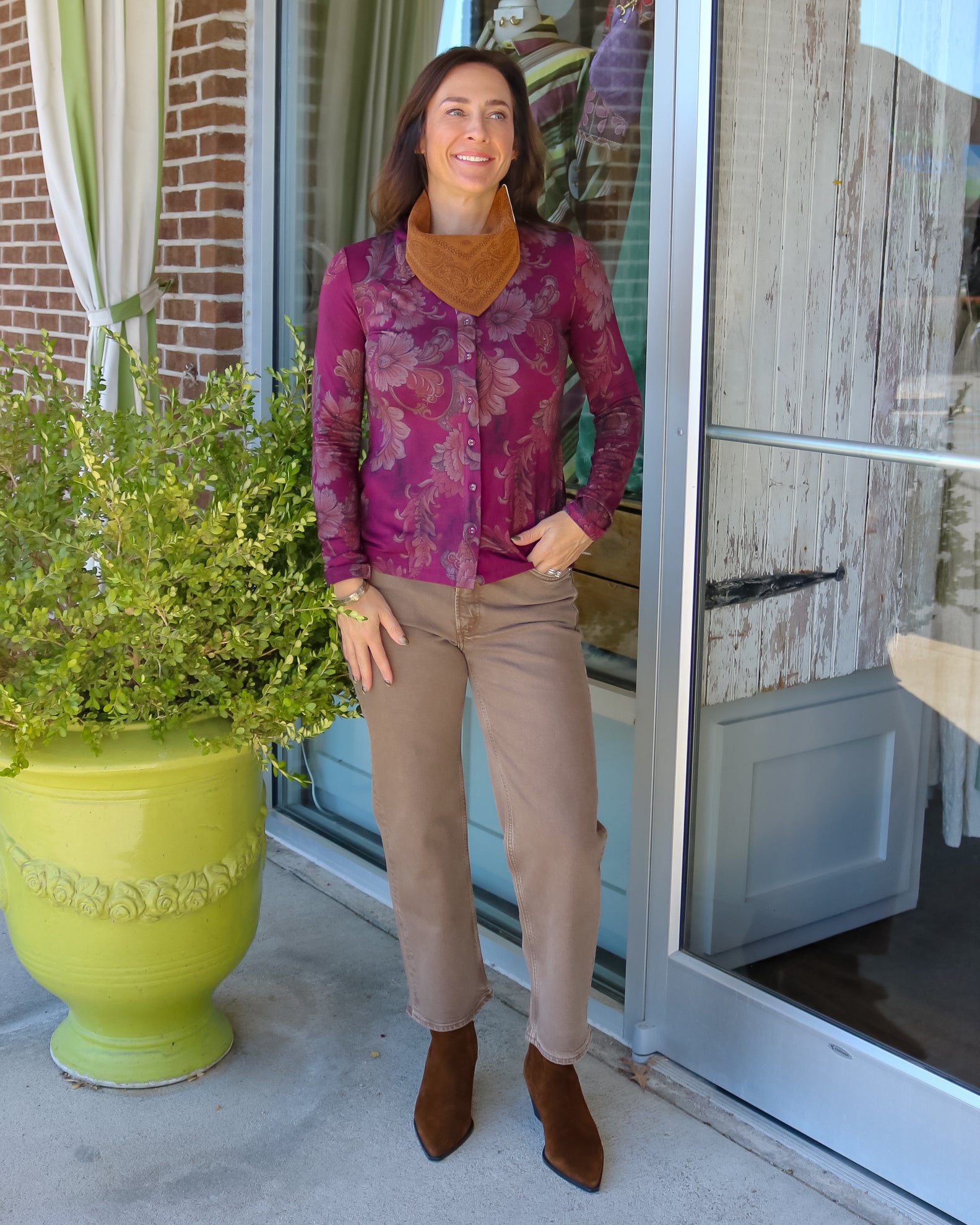 The Janie Fav Fitted Long Sleeve Button Down - Olive You BoutiqueJOHNNY WAS234757T19626A-9