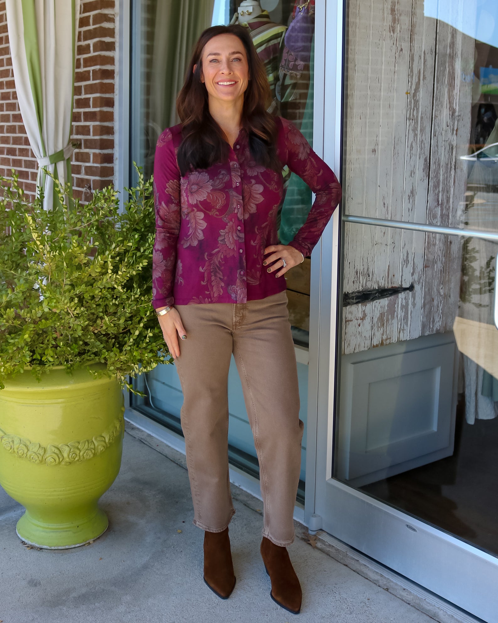 The Janie Fav Fitted Long Sleeve Button Down - Olive You BoutiqueJOHNNY WAS234757T19626A-9