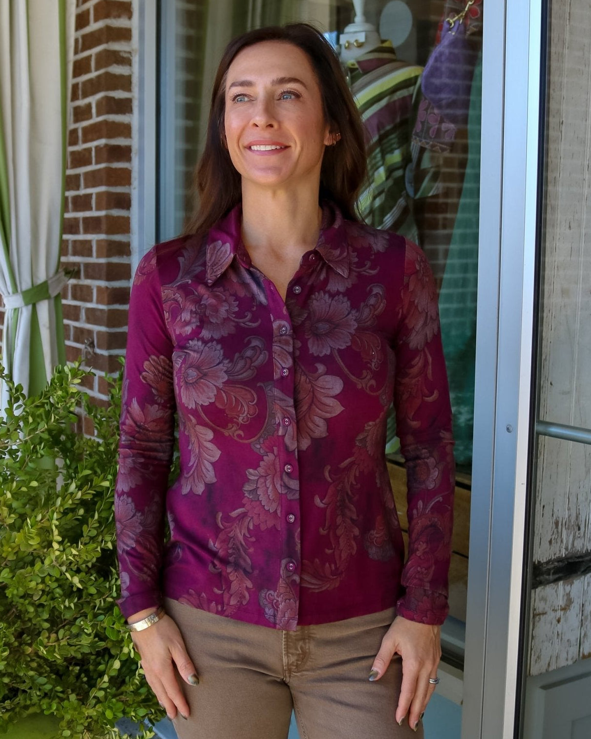 The Janie Fav Fitted Long Sleeve Button Down - Olive You BoutiqueJOHNNY WAS234757T19626A-9