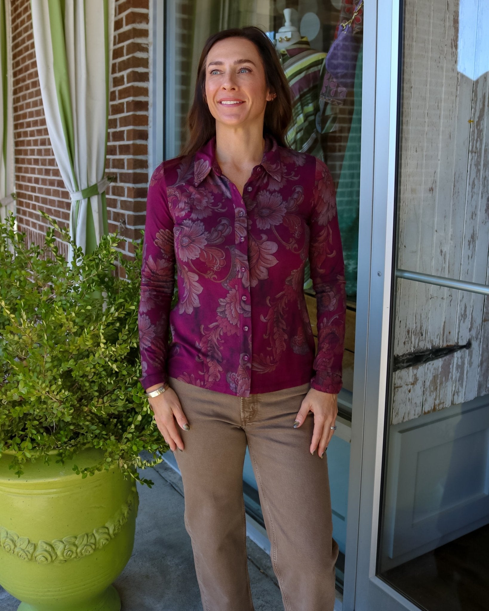 The Janie Fav Fitted Long Sleeve Button Down - Olive You BoutiqueJOHNNY WAS234757T19626A-9