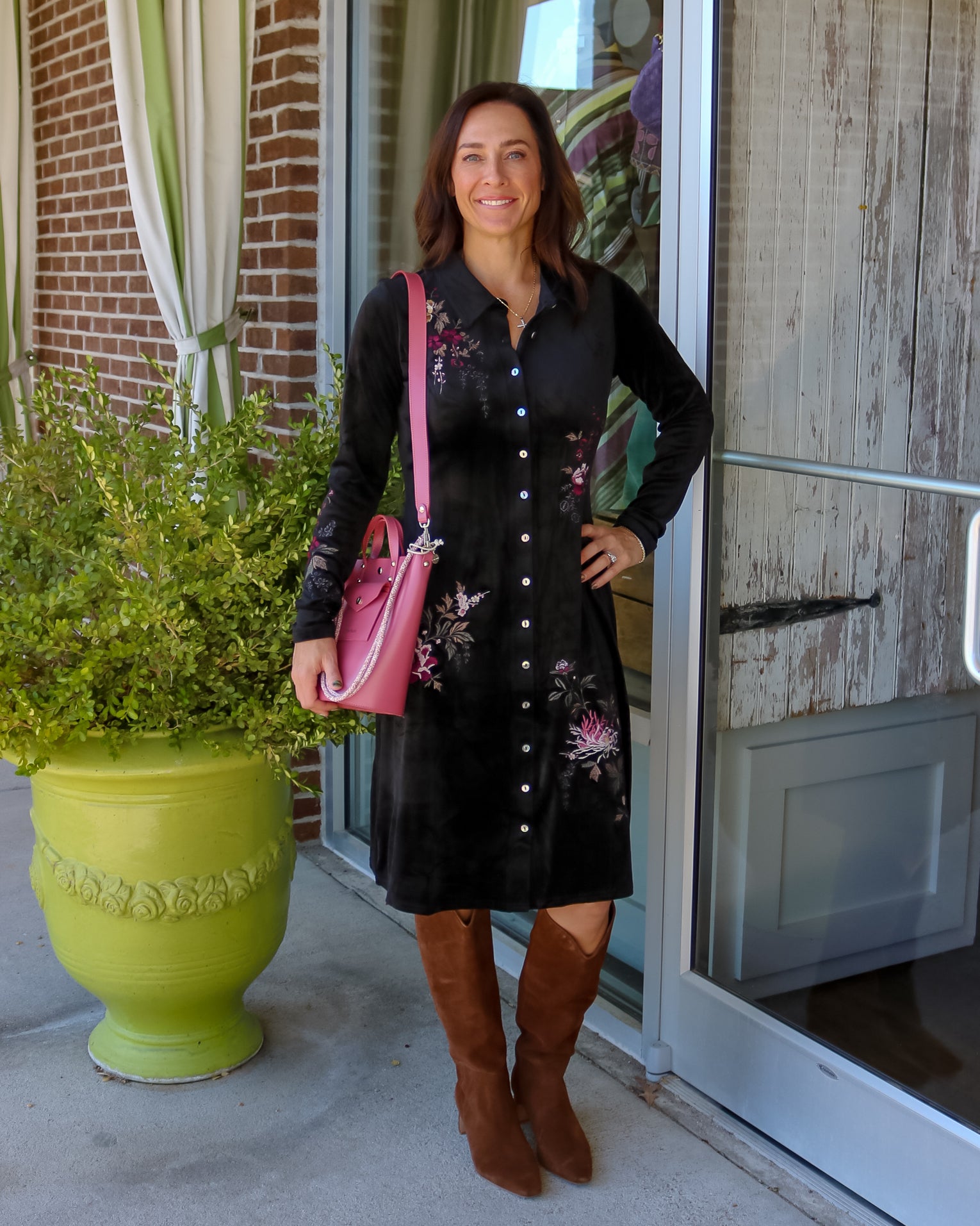 Velour Knit Shirt Dress - Olive You BoutiqueJOHNNY WAS234776J36126-9