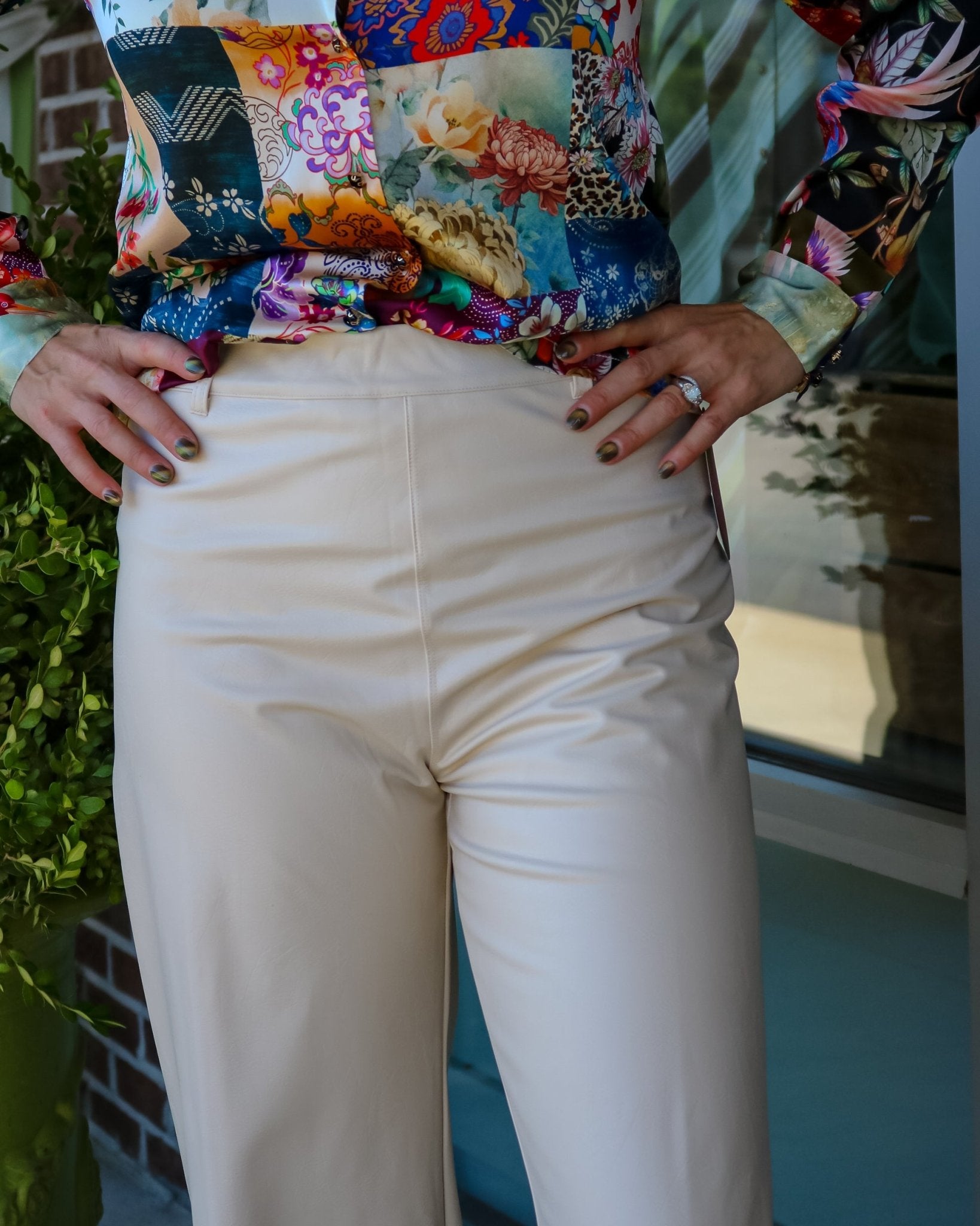 High Waist Vegan Leather Wide Pant - Travertine - Olive You BoutiqueLysse2343903253