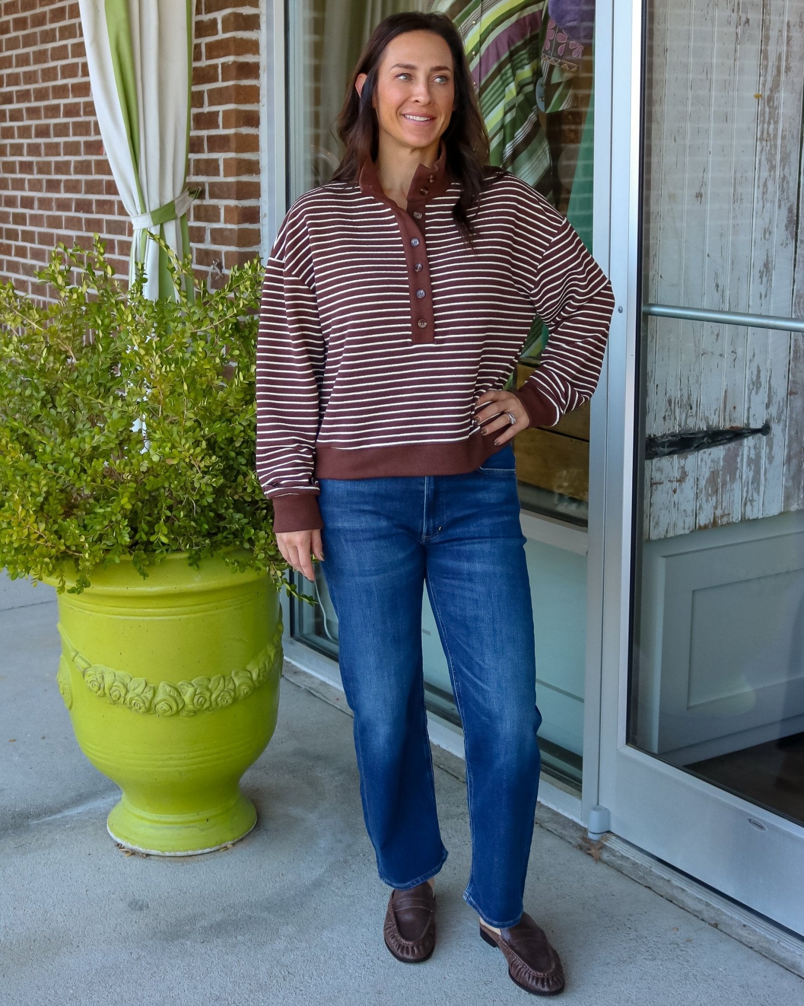Coffee Stripe Top - Olive You BoutiqueOLIVE YOU237824T34038