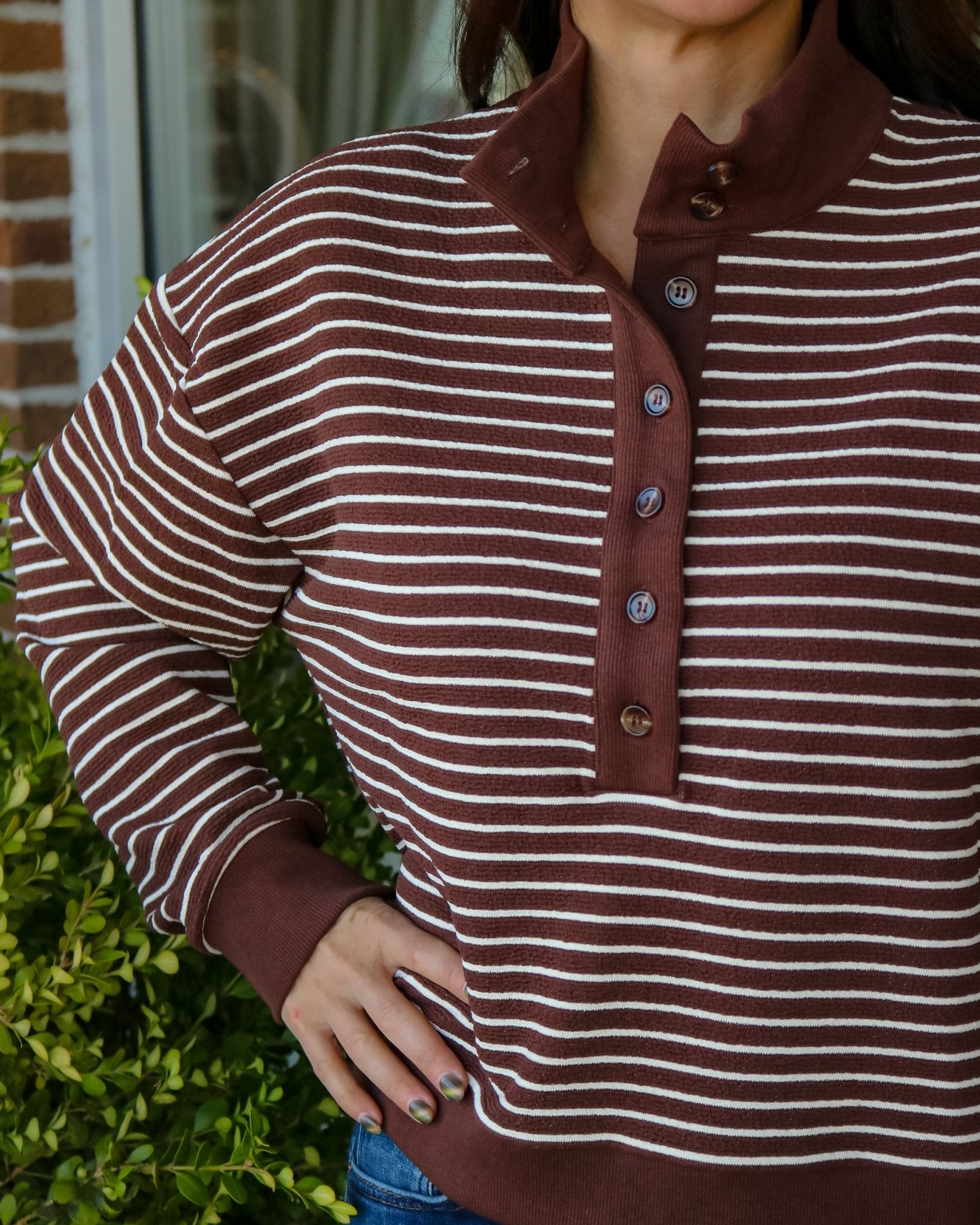 Coffee Stripe Top - Olive You BoutiqueOLIVE YOU237824T34038