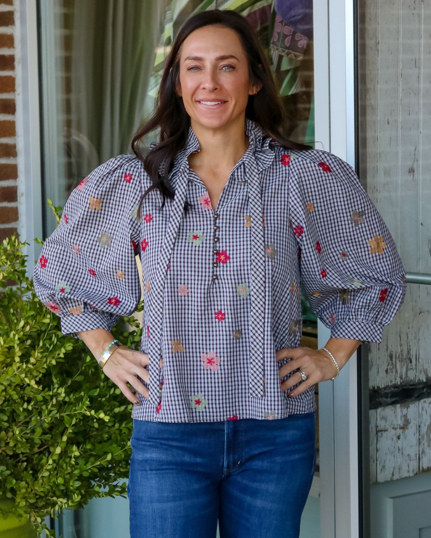 Checked In Bloom Top - Olive You BoutiqueOLIVE YOU237790T33418