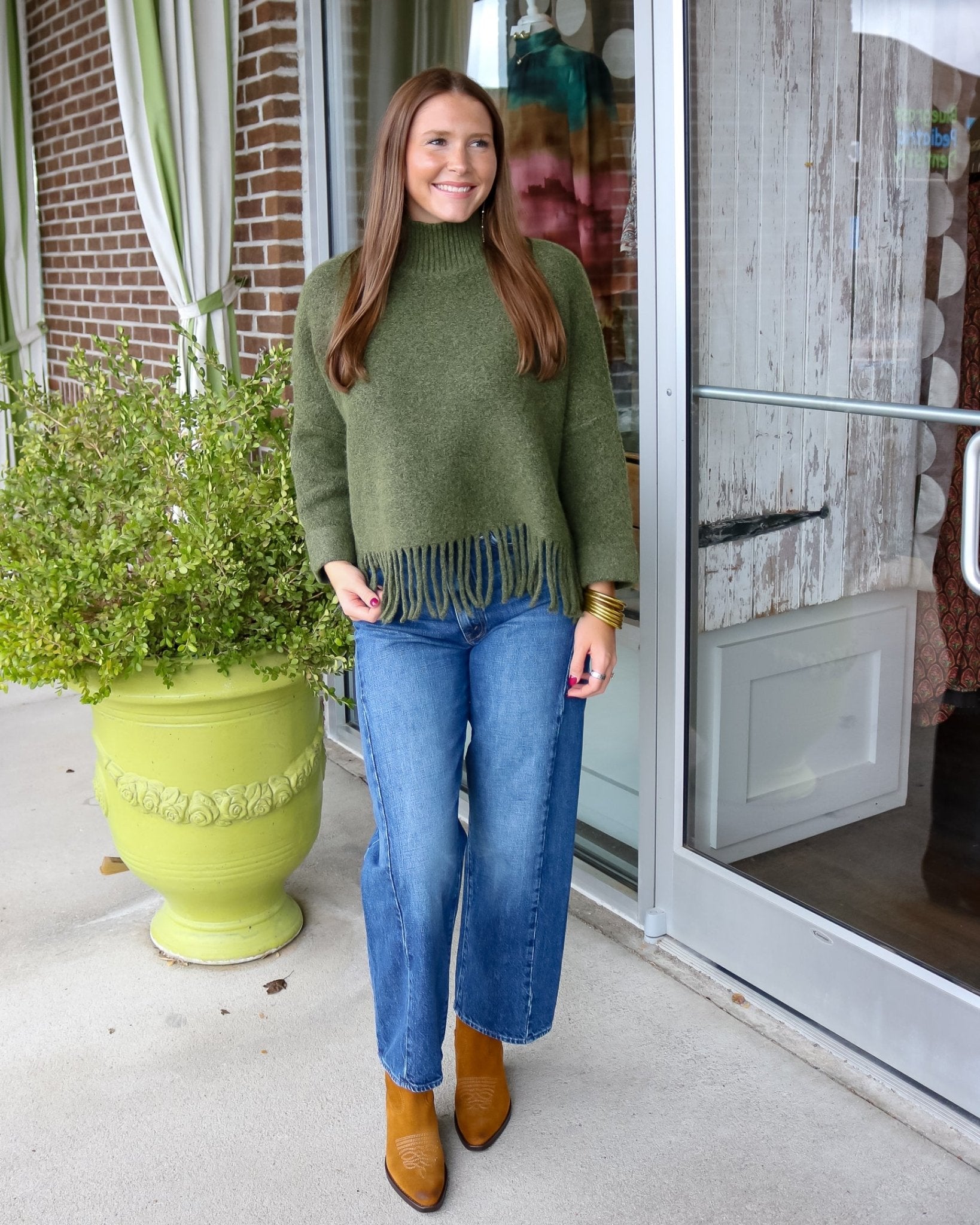 Sachi Aja Sweater with Fringe - Olive Jade - Olive You BoutiqueKERISMA INC238029M6423-olivejade