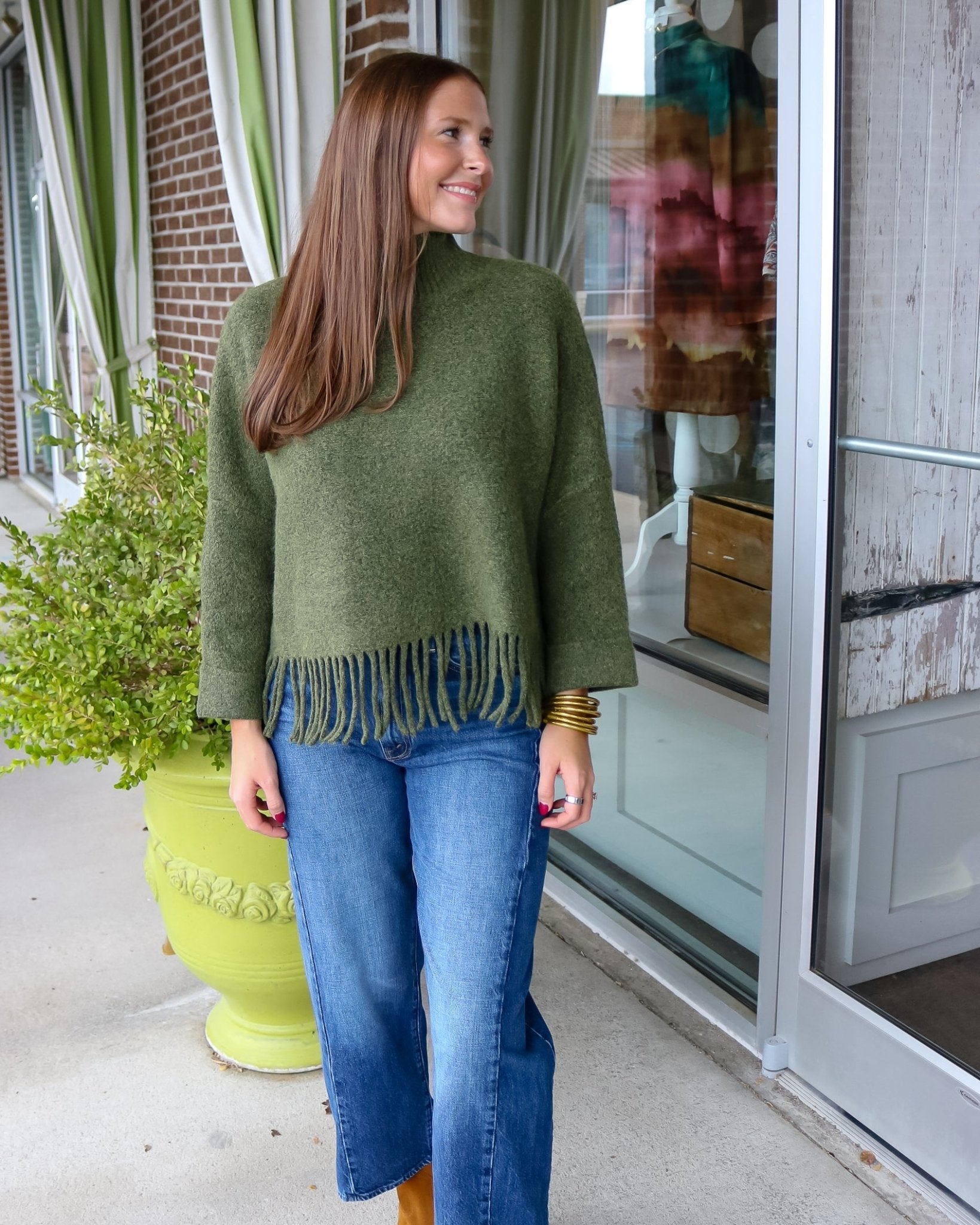 Sachi Aja Sweater with Fringe - Olive Jade - Olive You BoutiqueKERISMA INC238029M6423-olivejade